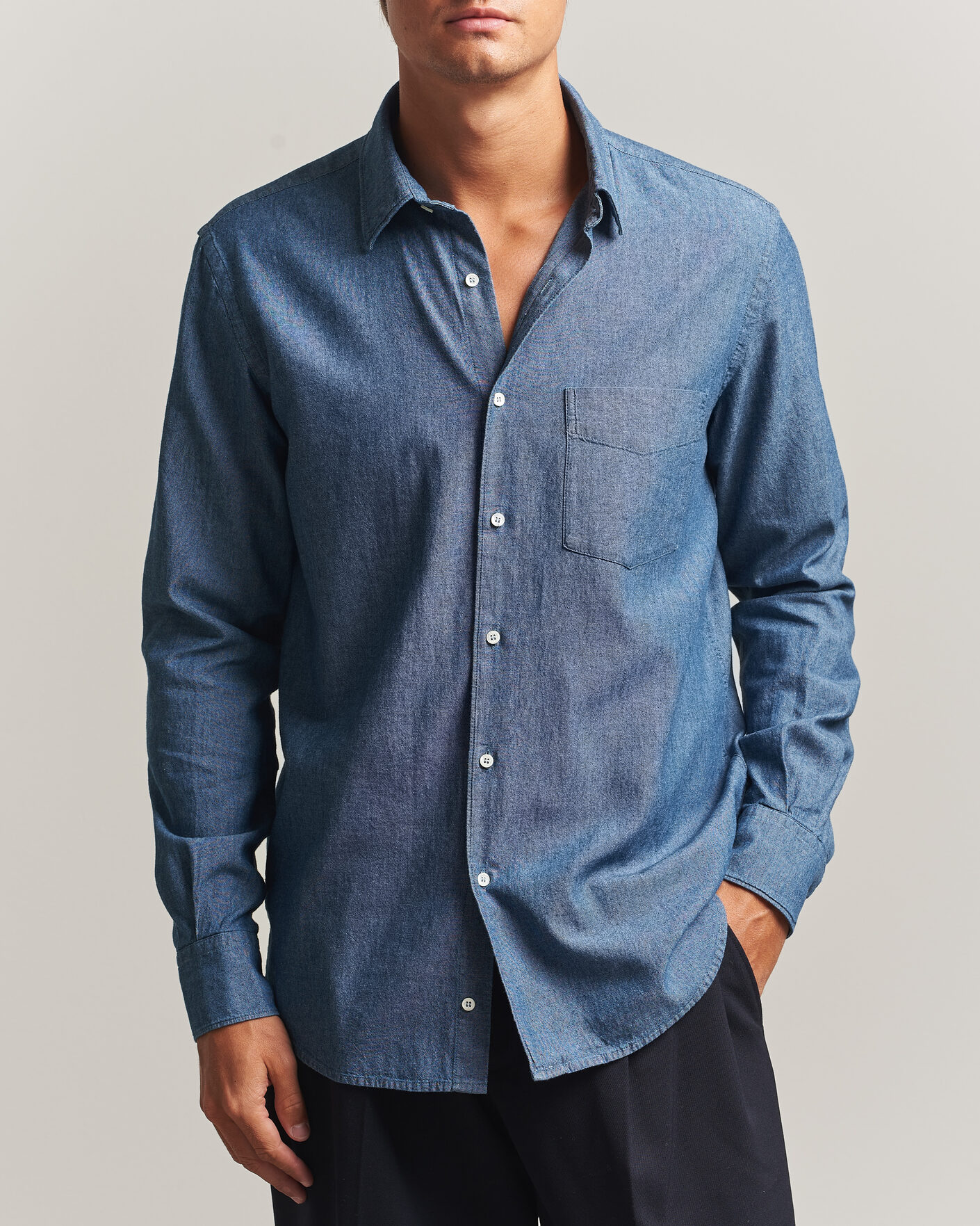 Hombres | Camisas | Aspesi | Chambray Shirt Blue Denim