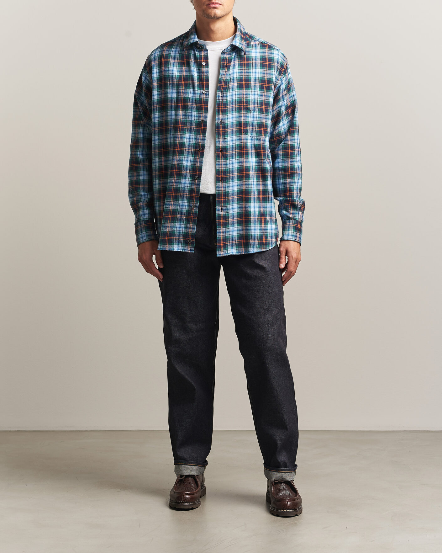 Hombres | Camisas | Aspesi | Flannel Shirt Blue Check