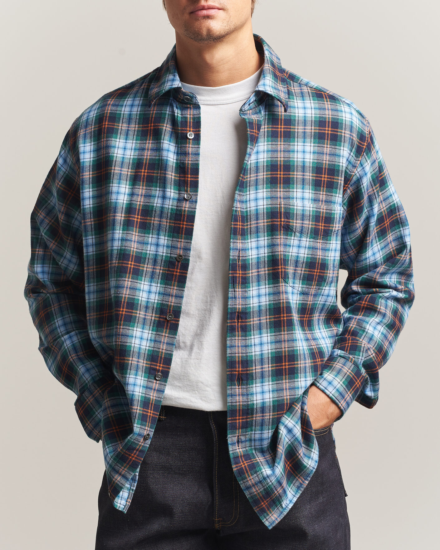 Hombres | Camisas | Aspesi | Flannel Shirt Blue Check