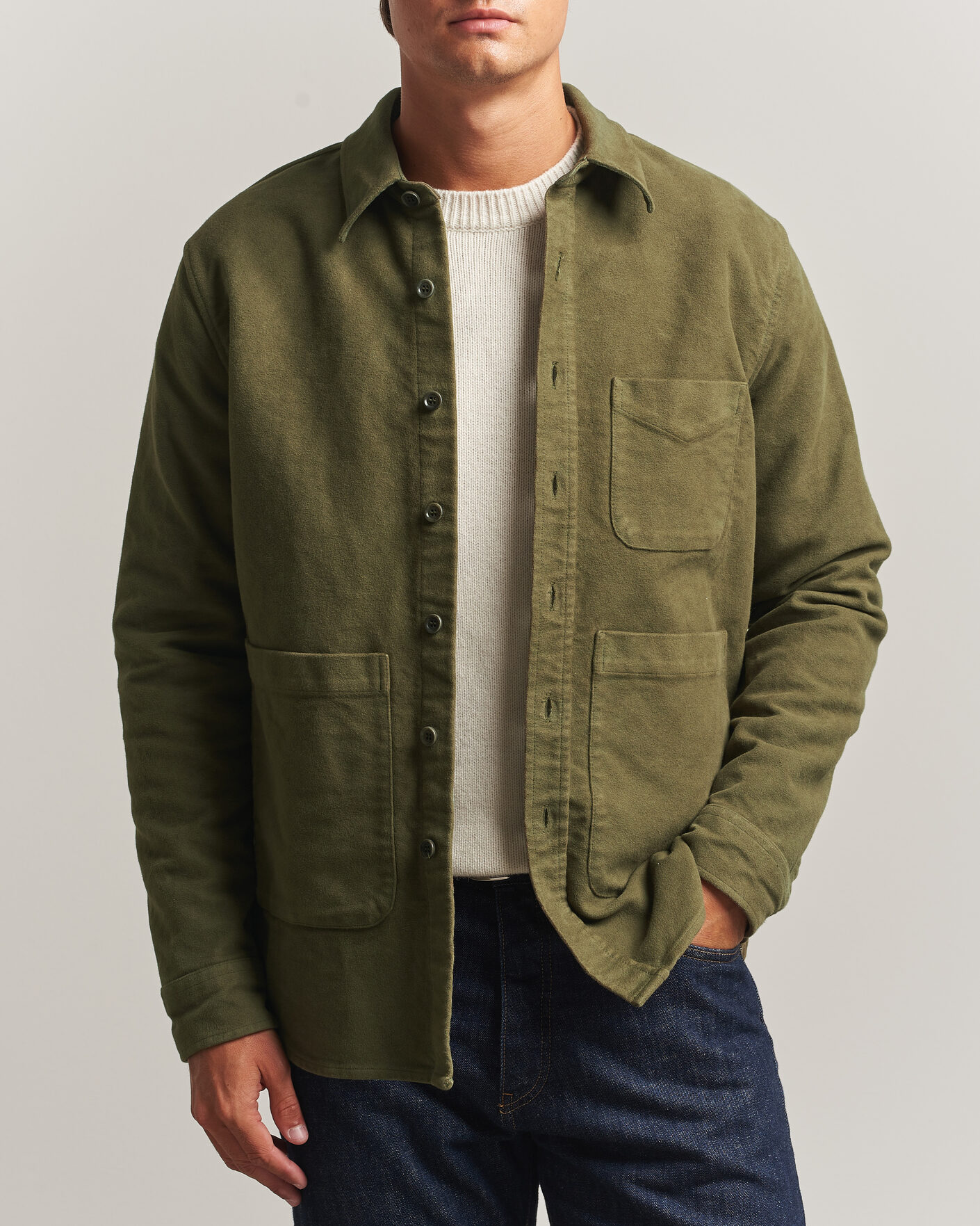 Hombres | Camisas | Aspesi | Moleskine Utility Shirt Military