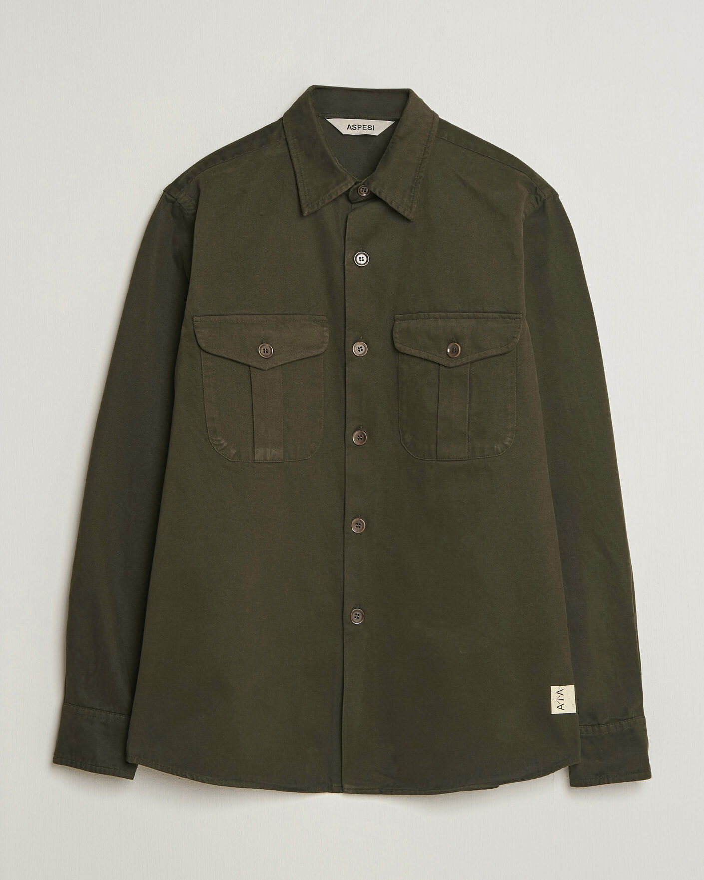 Hombres | Camisas | Aspesi | Twill Cotton Overshirt Military