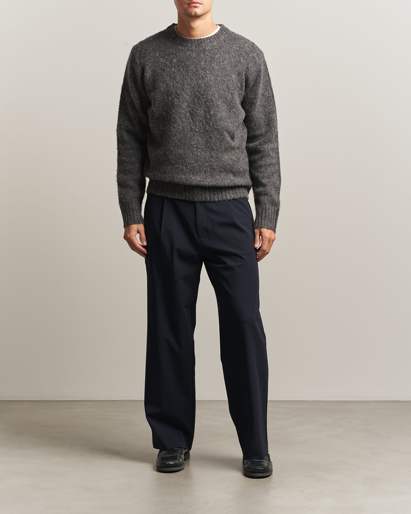 Hombres | Jerséis y prendas de punto | Aspesi | Brushed Shetland Sweater Grey Melange