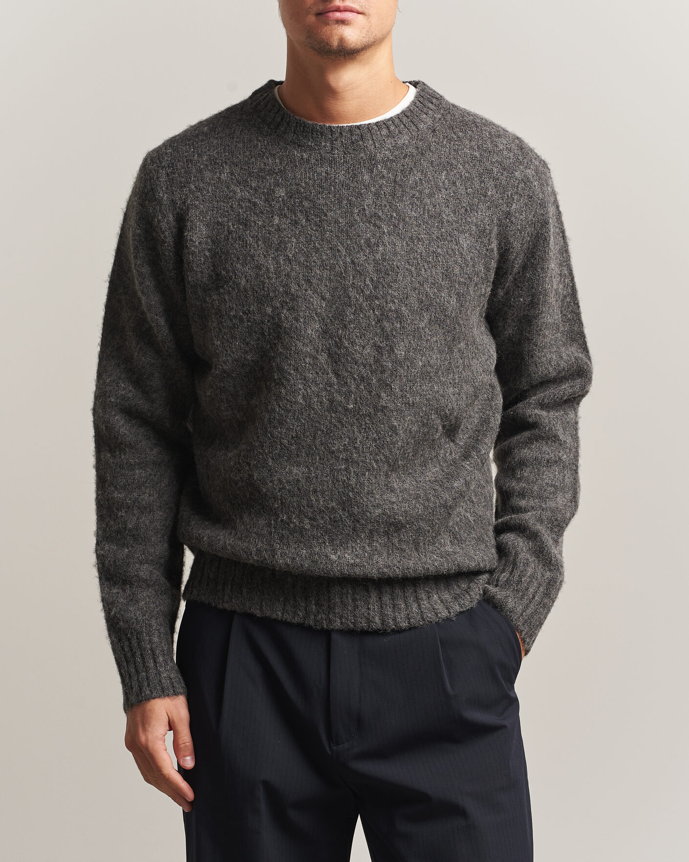 Hombres | Jerséis y prendas de punto | Aspesi | Brushed Shetland Sweater Grey Melange