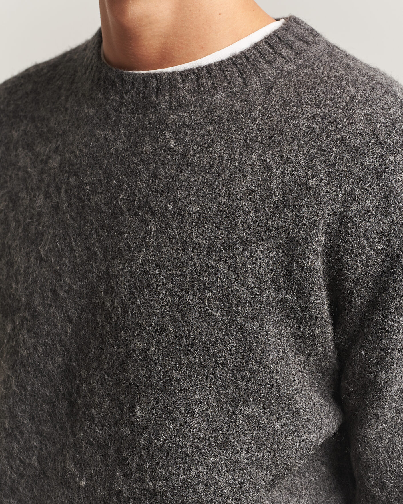 Hombres | Jerséis y prendas de punto | Aspesi | Brushed Shetland Sweater Grey Melange