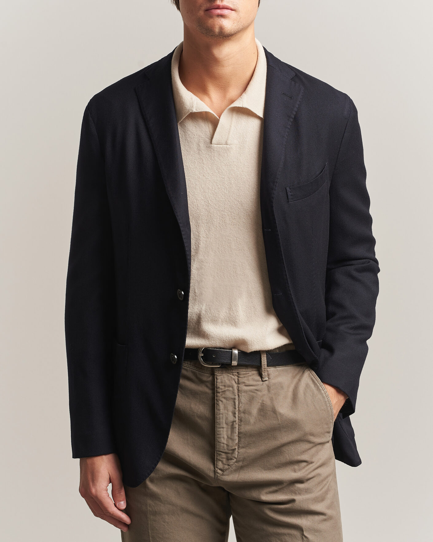Hombres | Blazers | Boglioli | K Jacket Soft Touch Flannel Blazer Navy