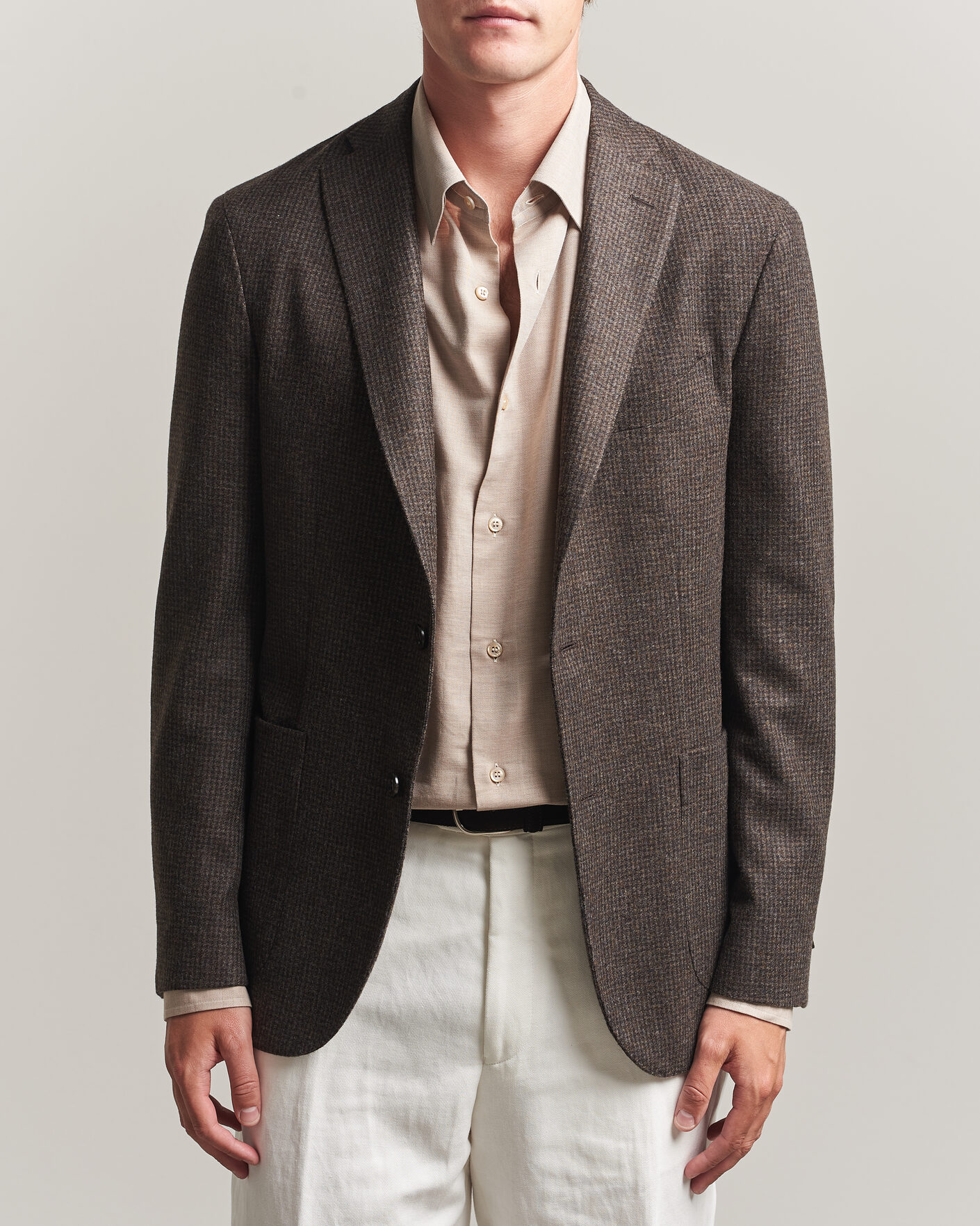 Hombres | Blazers | Boglioli | K Jacket Wool Houndstooth Blazer Dark Brown