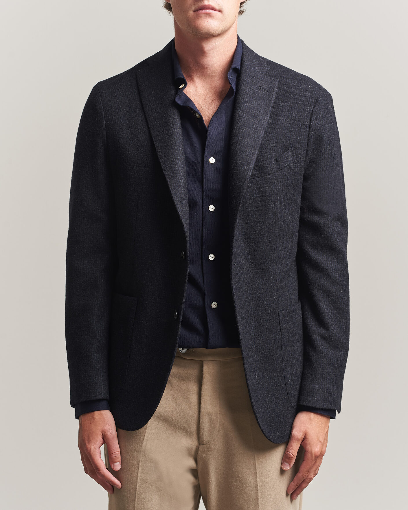 Hombres | Blazers | Boglioli | K Jacket Wool Houndstooth Blazer Navy