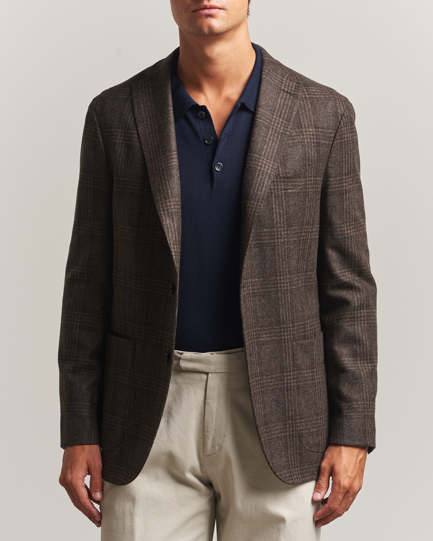 Hombres | Blazers | Boglioli | K Jacket Wool Check Blazer Dark Brown