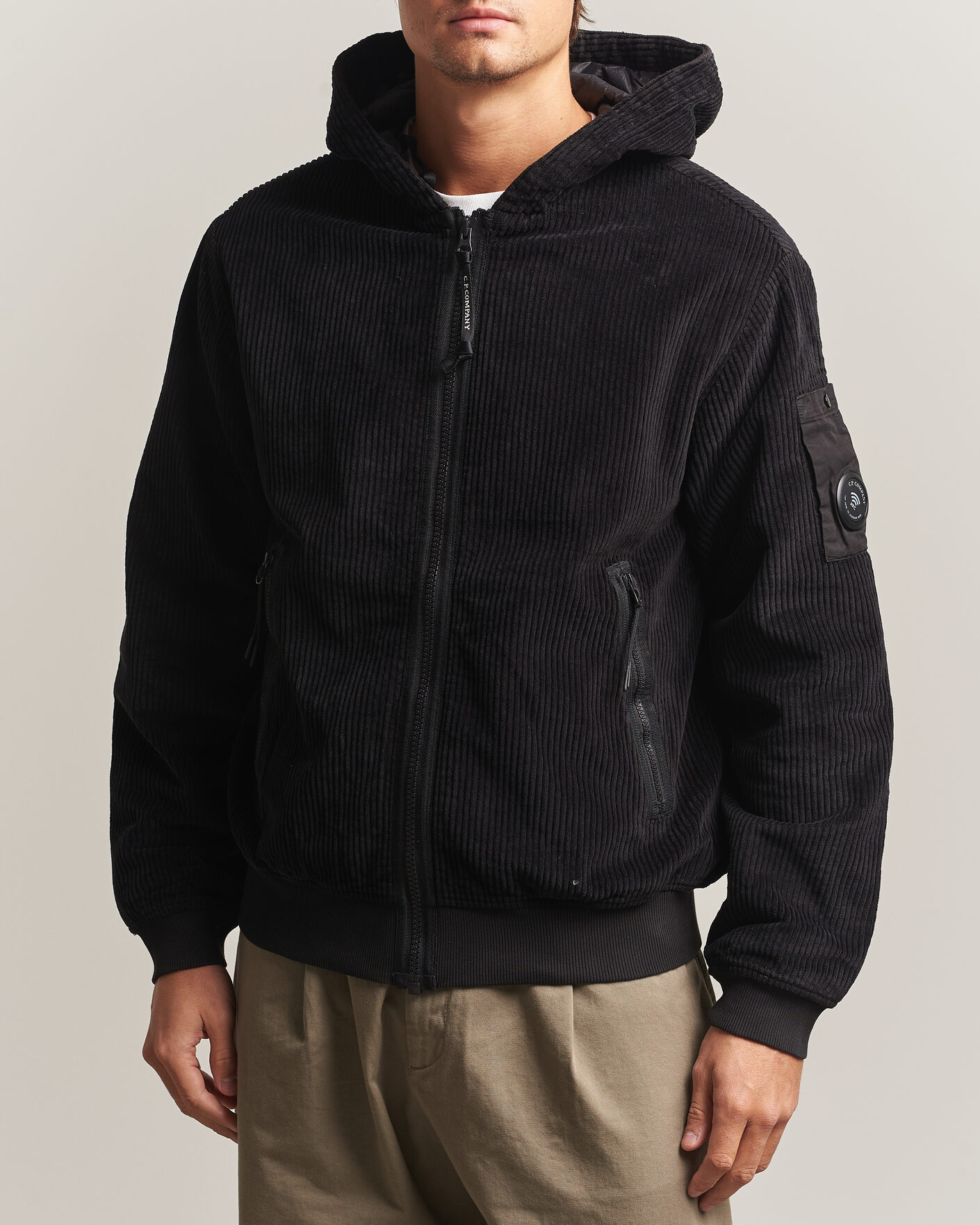 Hombres | Abrigos y chaquetas | C.P. Company | Light Padded Hood Corduroy Jacket Black