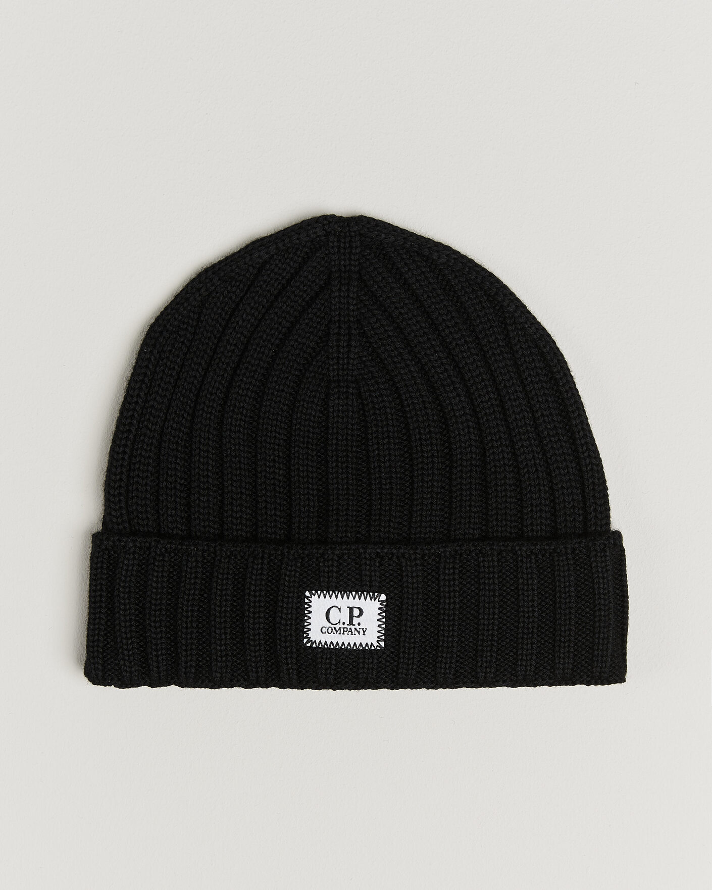 Hombres | Gorros | C.P. Company | Extra Fine Merino Rib Knitted Hat Black