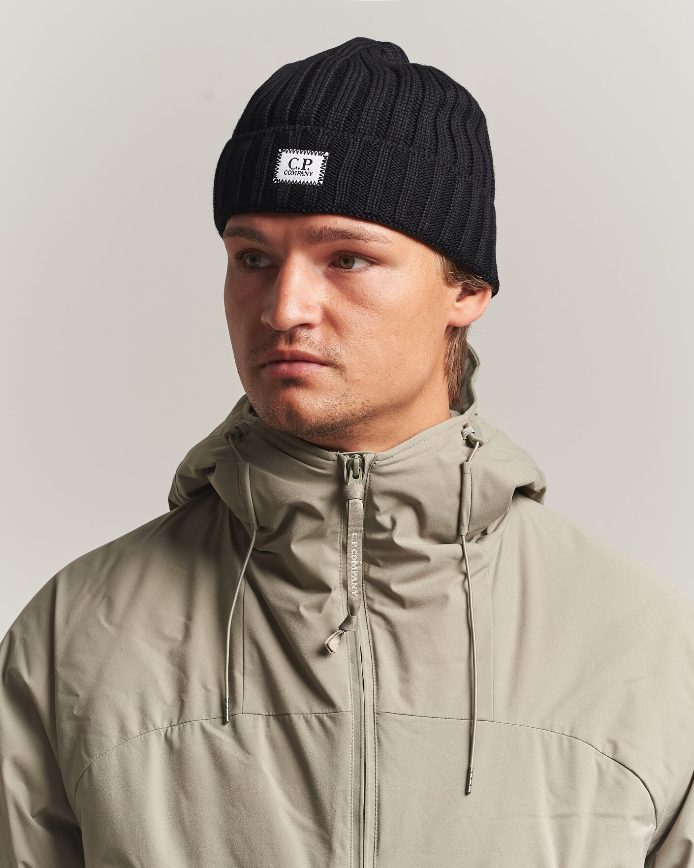 Hombres | Gorros | C.P. Company | Extra Fine Merino Rib Knitted Hat Black