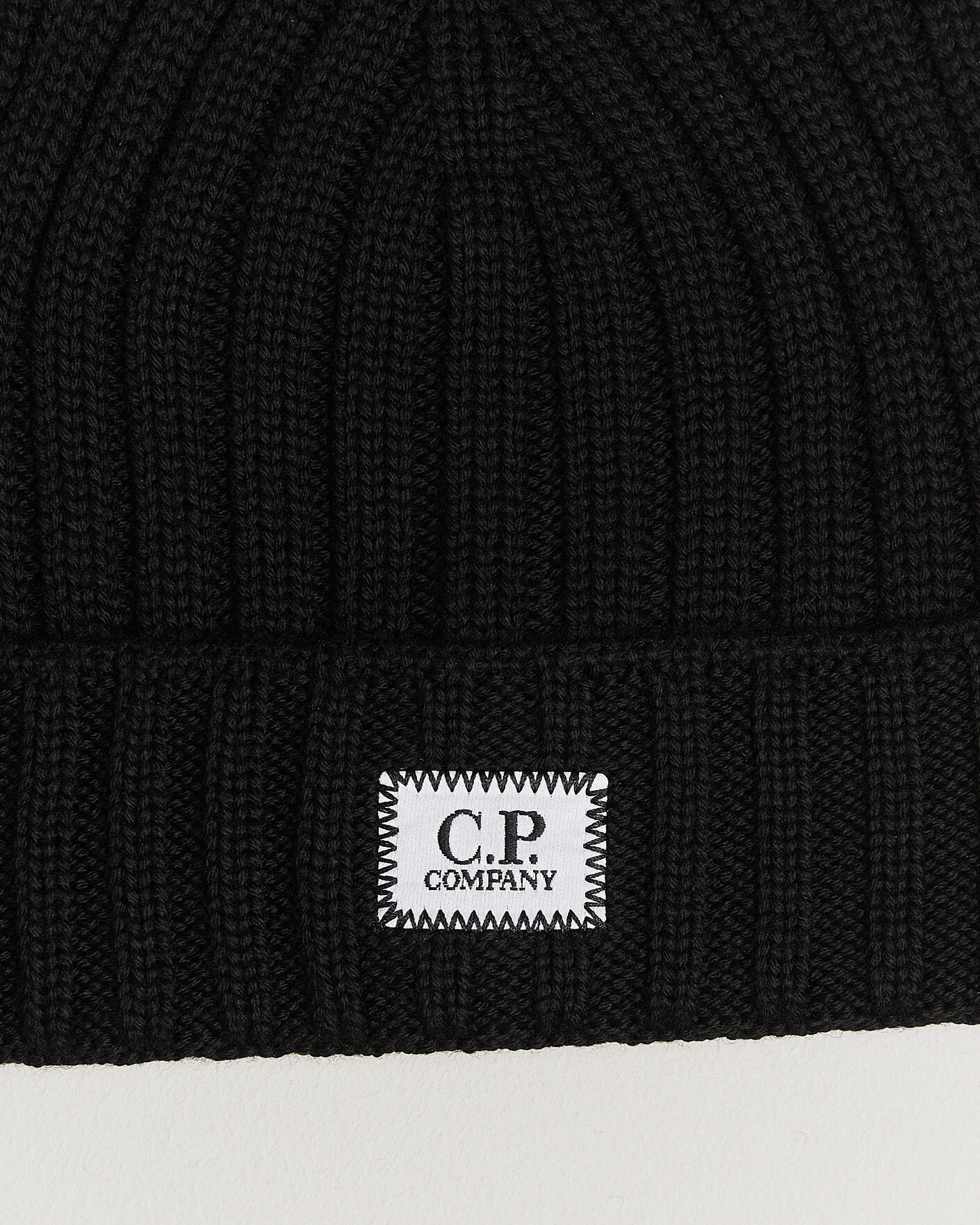 Hombres | Gorros | C.P. Company | Extra Fine Merino Rib Knitted Hat Black