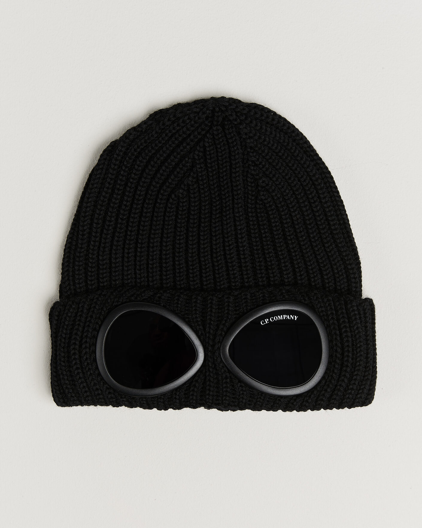 Hombres | Gorros | C.P. Company | Knitted Merino Goggle Beanie Black