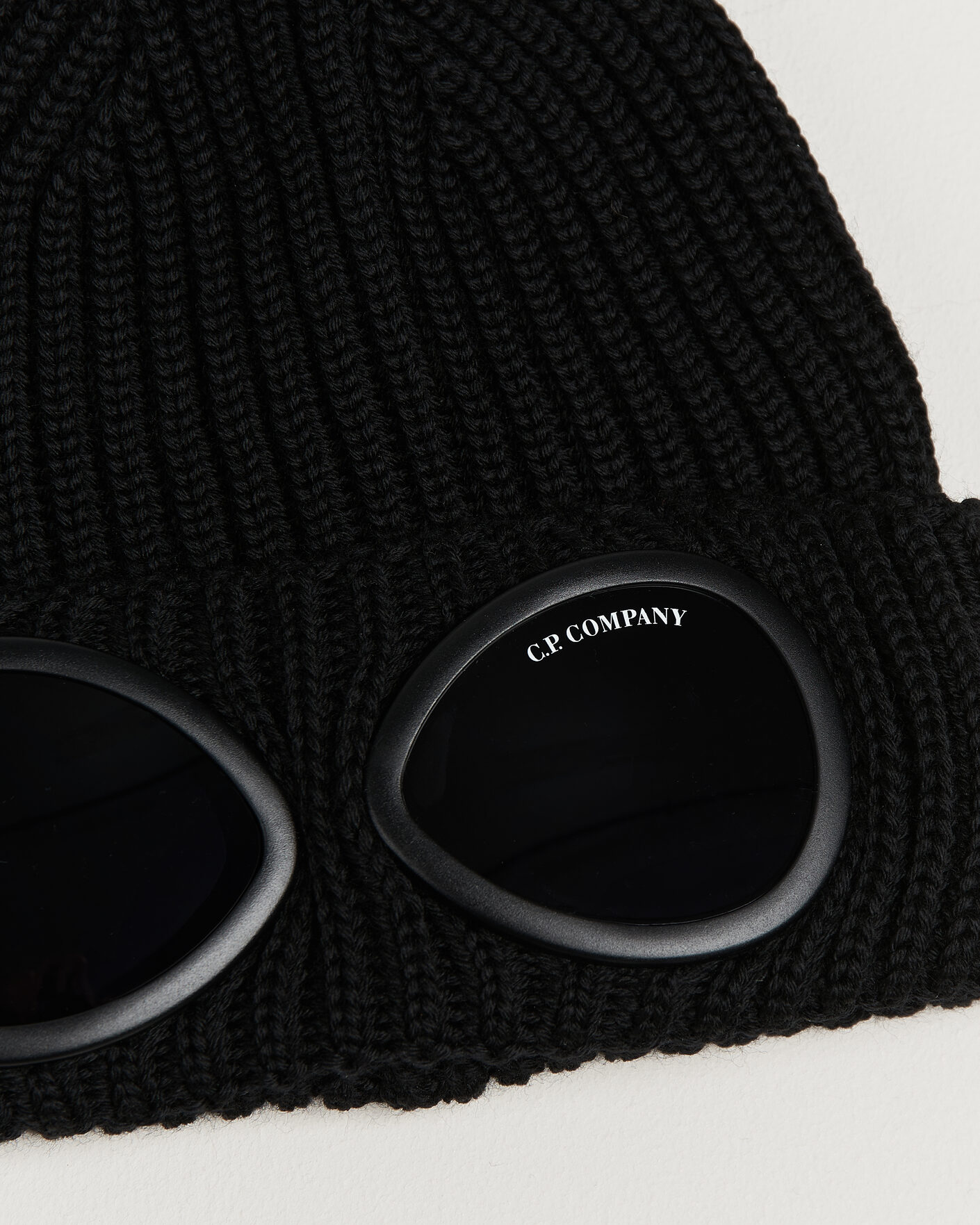Hombres | Gorros | C.P. Company | Knitted Merino Goggle Beanie Black