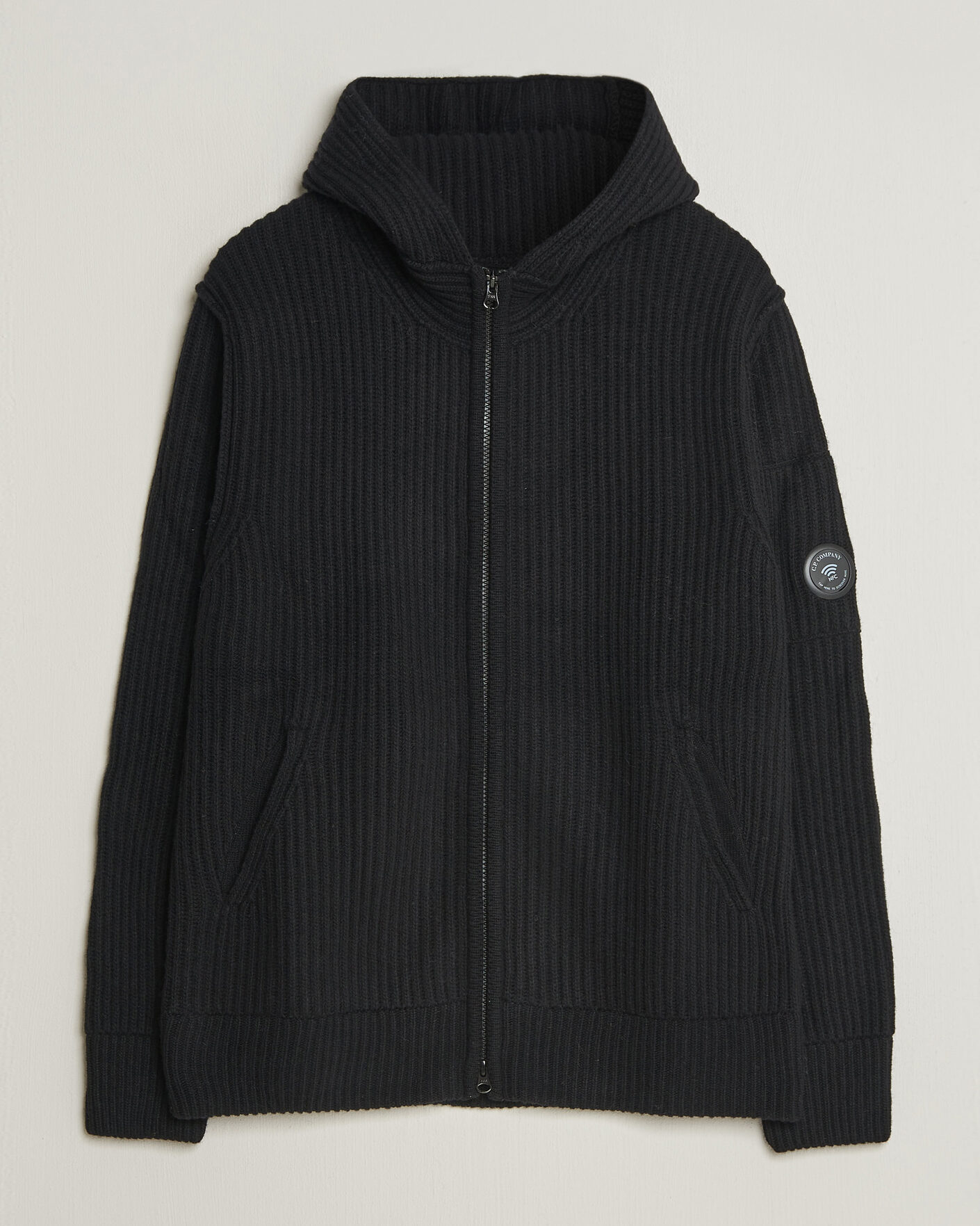 Hombres | Jerséis y prendas de punto | C.P. Company | Heavy Lambswool Hood Zip Black