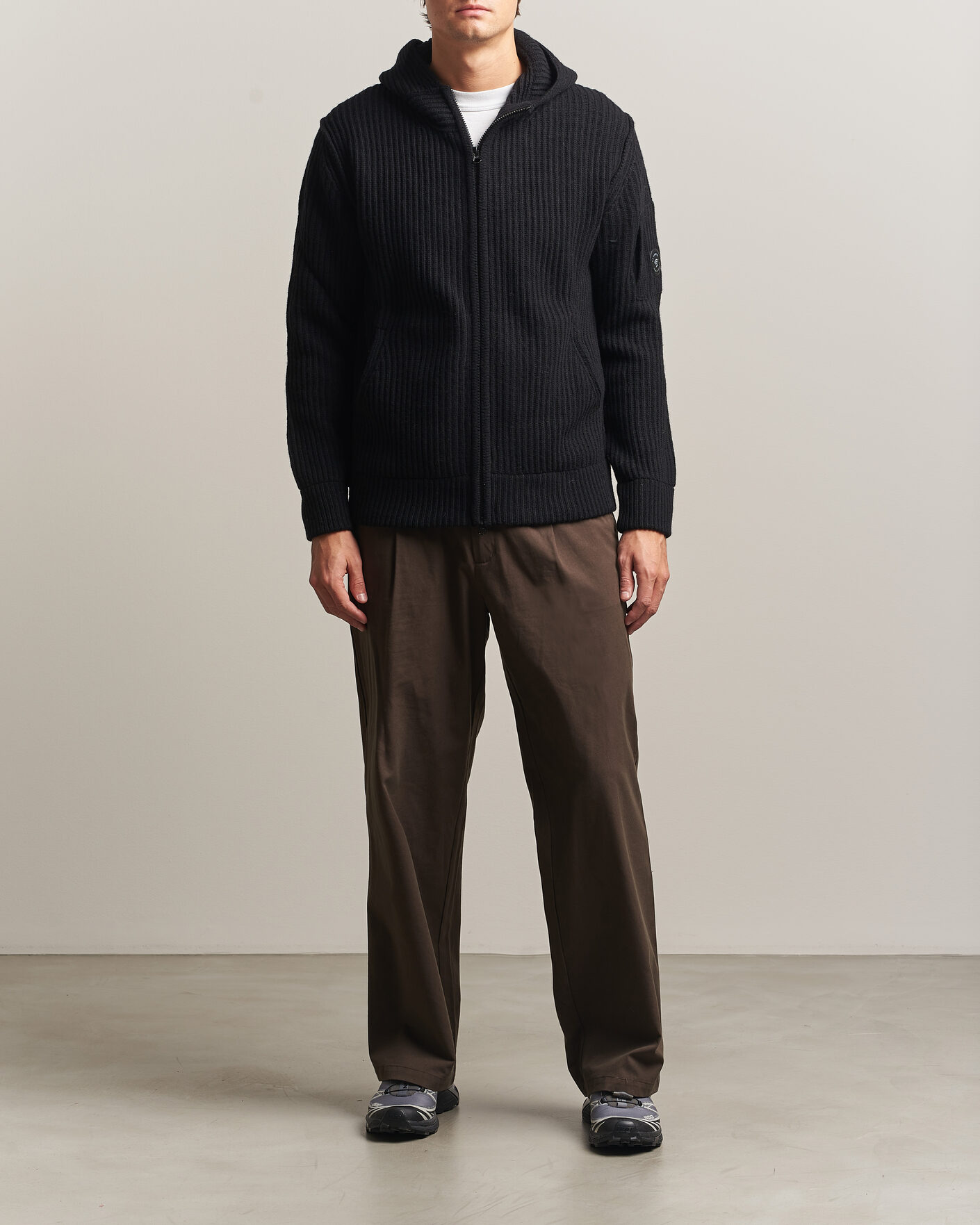 Hombres | Jerséis y prendas de punto | C.P. Company | Heavy Lambswool Hood Zip Black