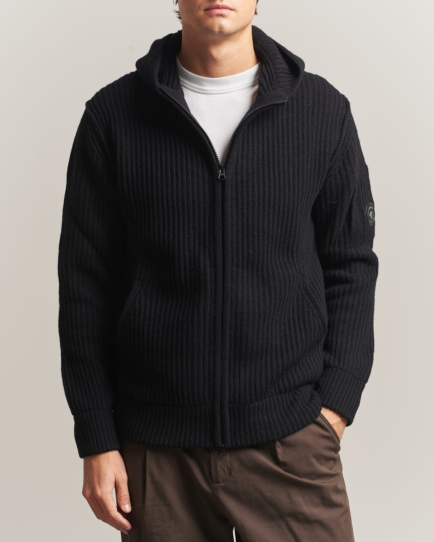 Hombres | Jerséis y prendas de punto | C.P. Company | Heavy Lambswool Hood Zip Black