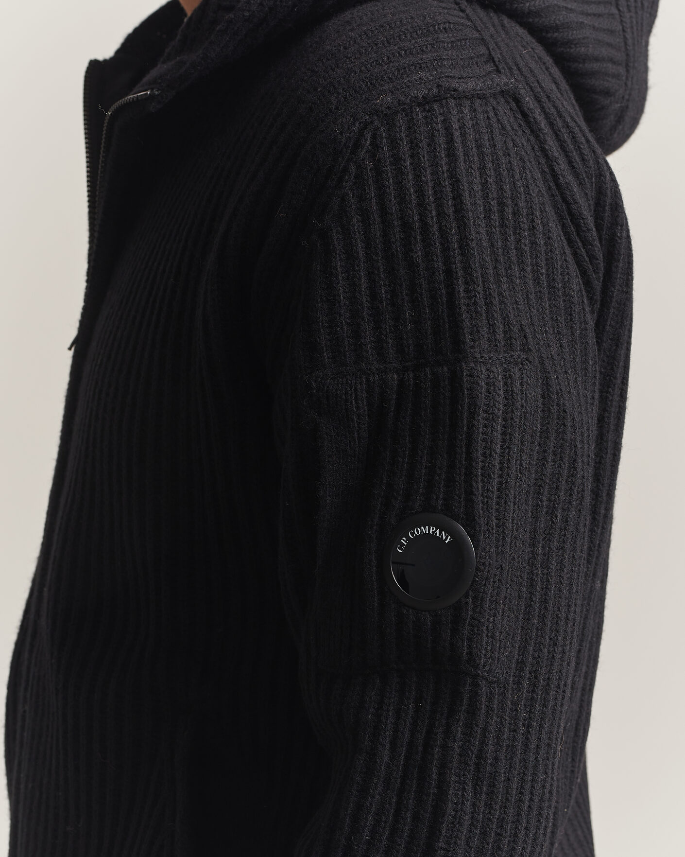 Hombres | Jerséis y prendas de punto | C.P. Company | Heavy Lambswool Hood Zip Black