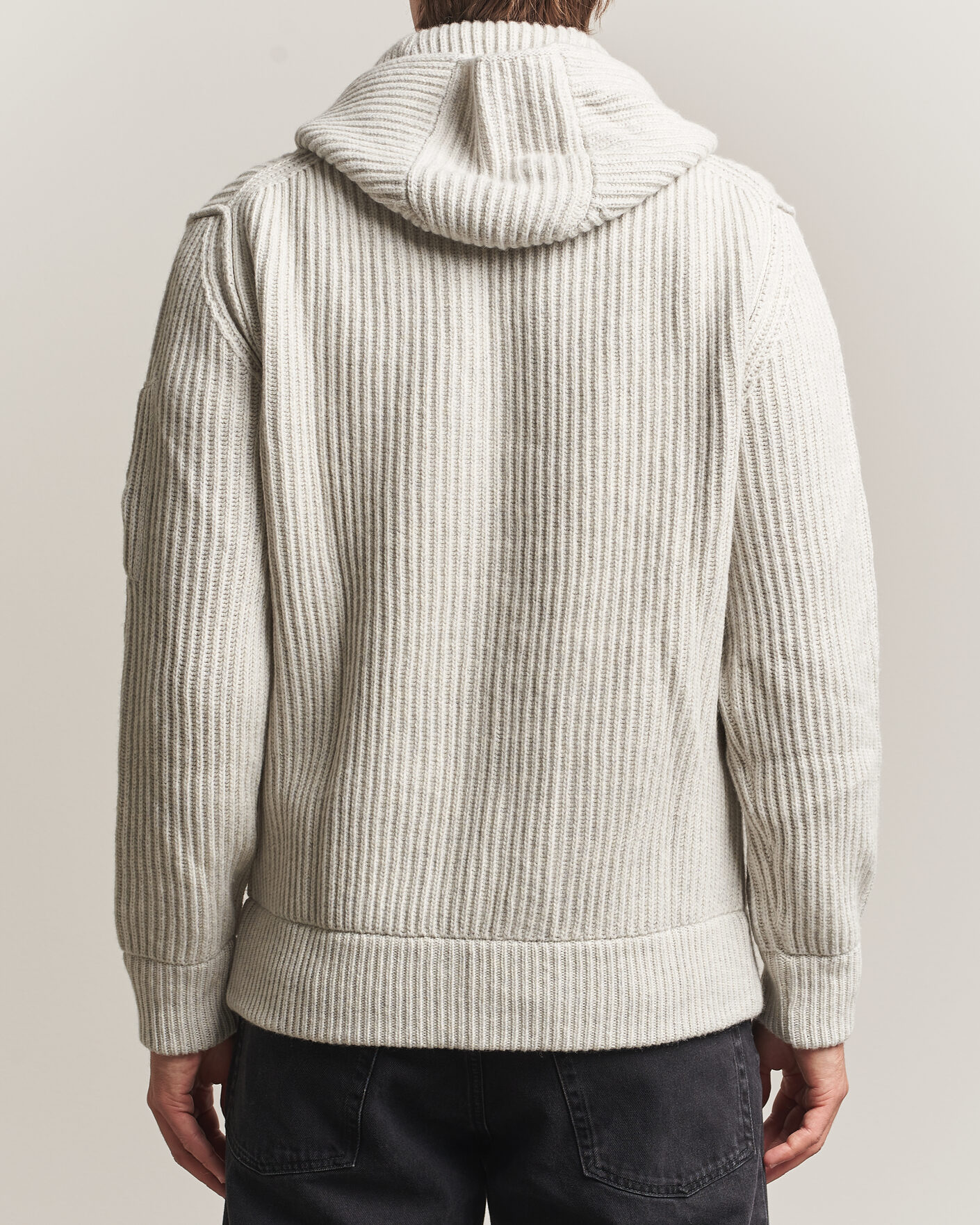 Hombres | Jerséis y prendas de punto | C.P. Company | Heavy Lambswool Hood Zip Light Grey