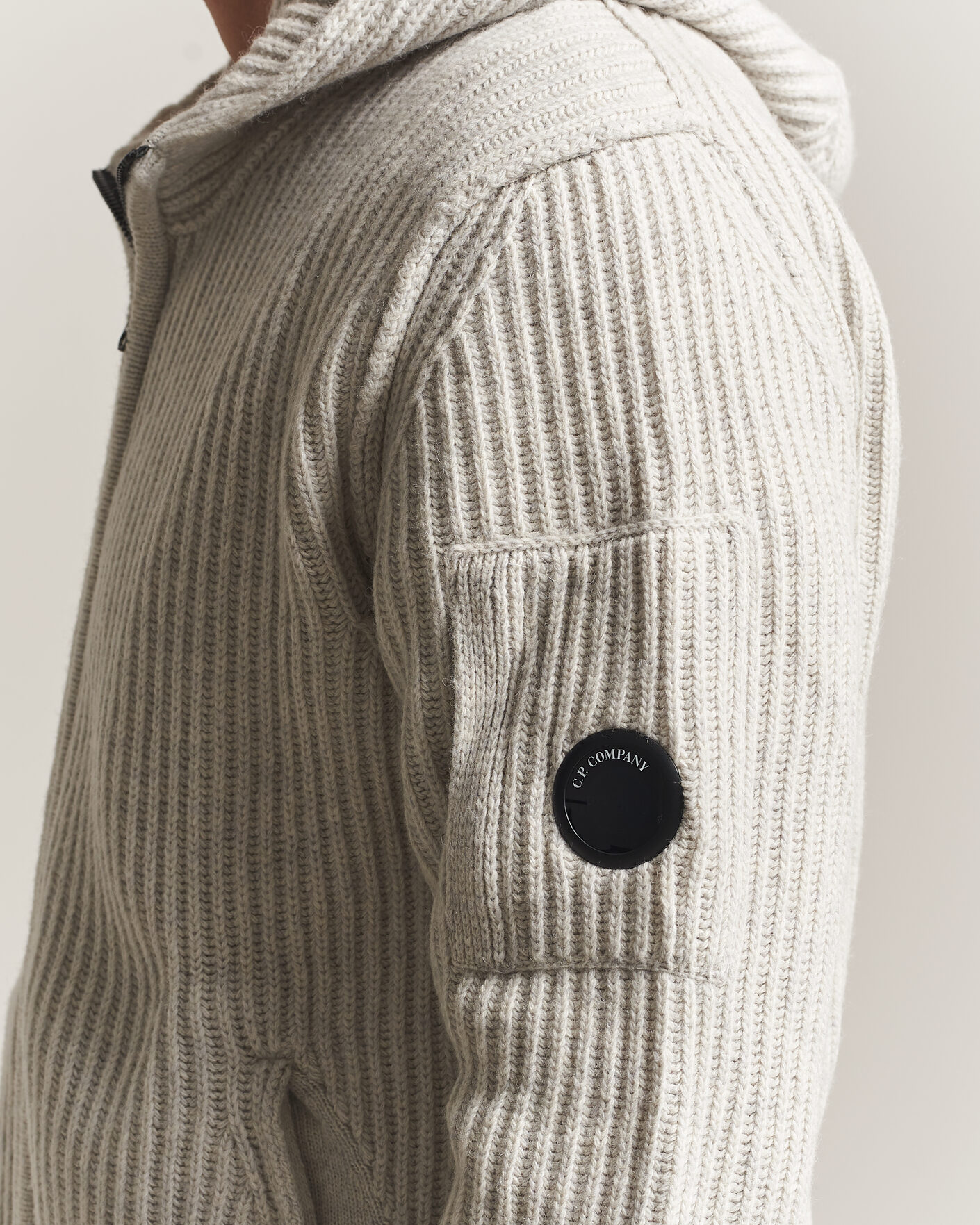 Hombres | Jerséis y prendas de punto | C.P. Company | Heavy Lambswool Hood Zip Light Grey