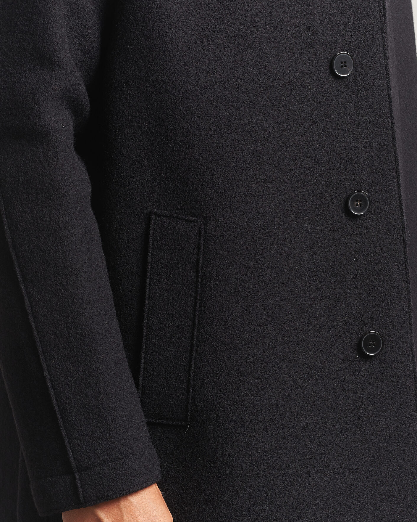 Hombres | Abrigos y chaquetas | Harris Wharf London | Boiled Wool Fly Front Balmacan Coat Black