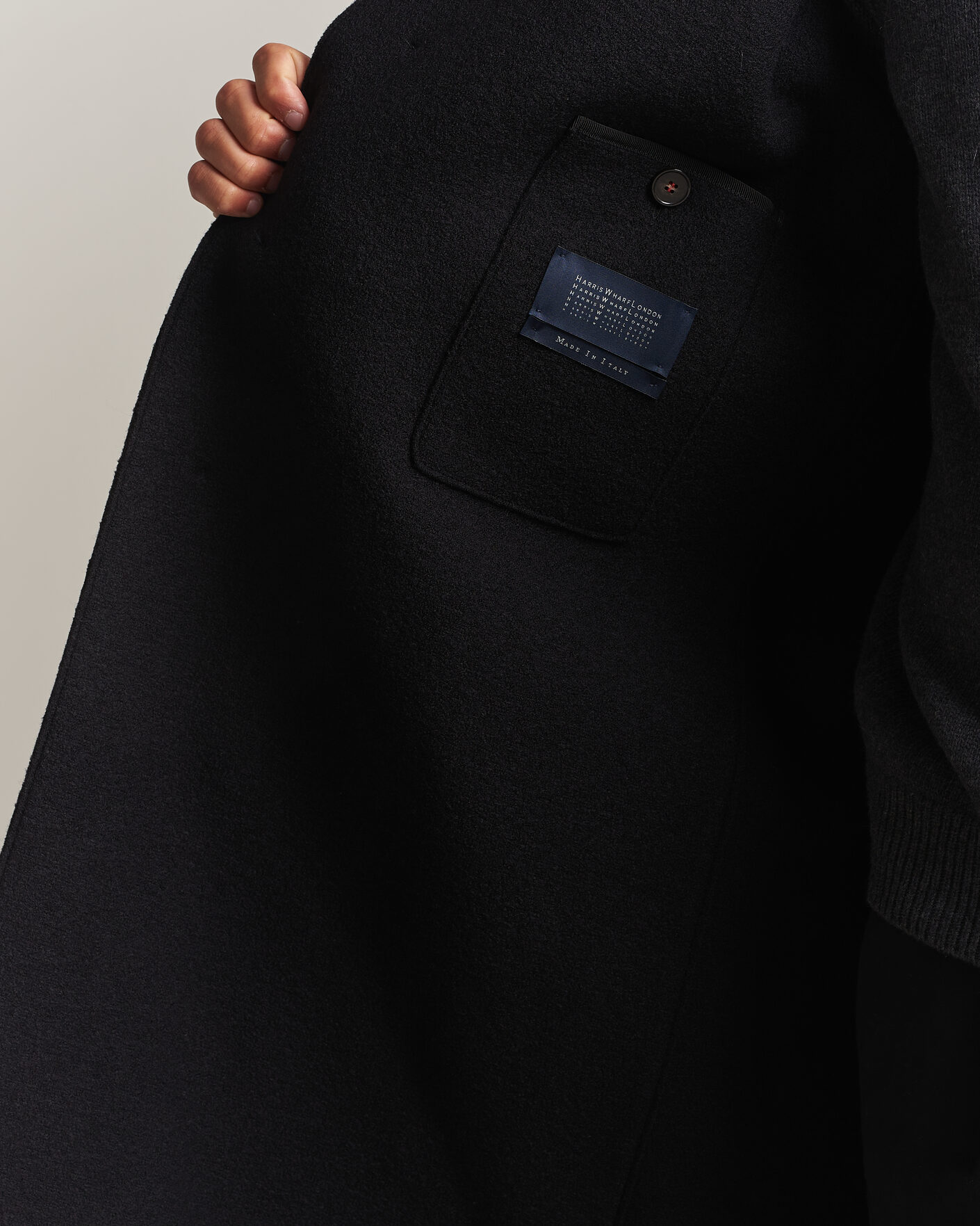 Hombres | Abrigos y chaquetas | Harris Wharf London | Boiled Wool Fly Front Balmacan Coat Black