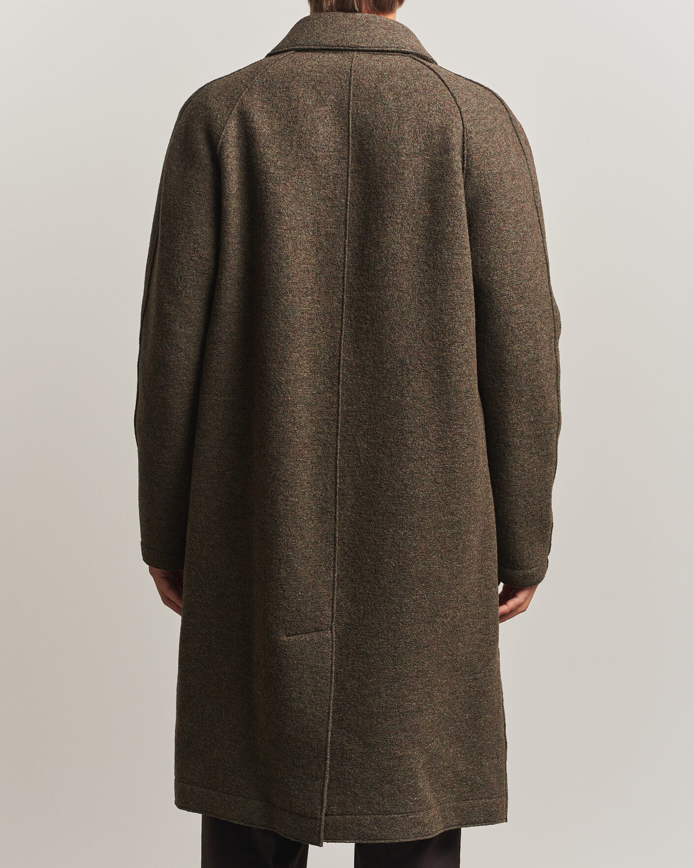 Hombres | Abrigos y chaquetas | Harris Wharf London | Boiled Wool Fly Front Balmacan Coat Brown/Green