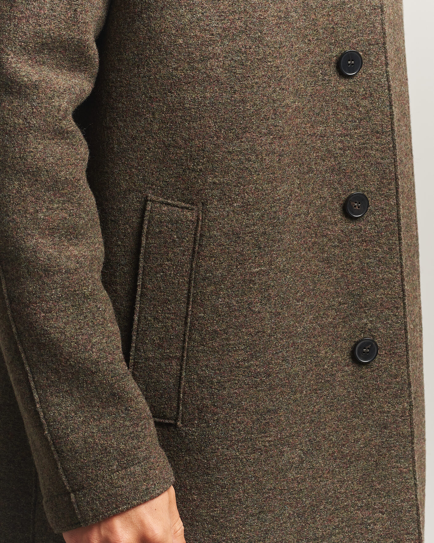 Hombres | Abrigos y chaquetas | Harris Wharf London | Boiled Wool Fly Front Balmacan Coat Brown/Green