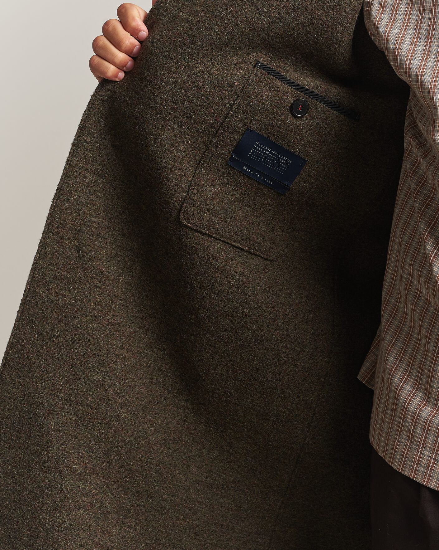 Hombres | Abrigos y chaquetas | Harris Wharf London | Boiled Wool Fly Front Balmacan Coat Brown/Green