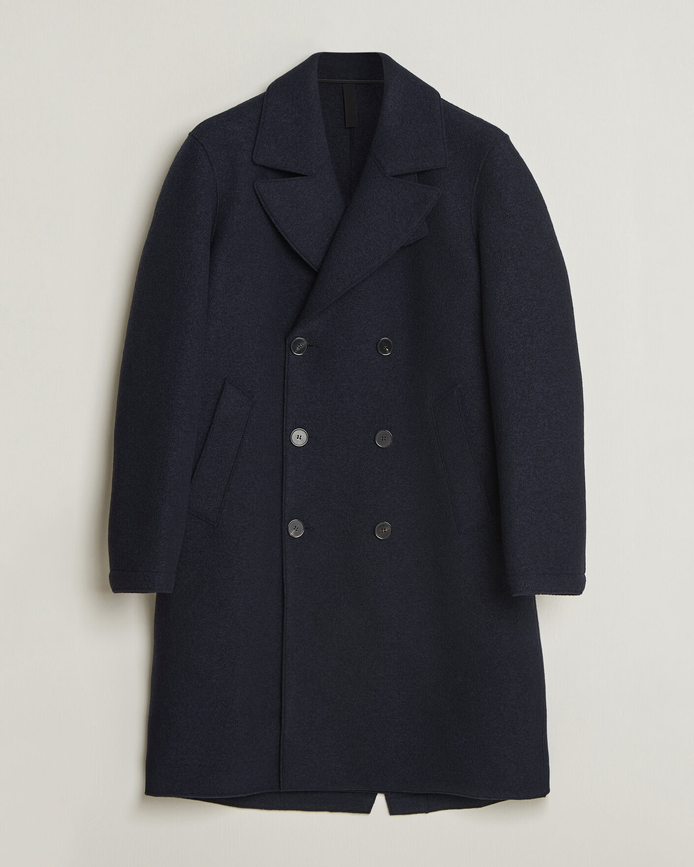 Hombres | Abrigos y chaquetas | Harris Wharf London | Pressed Wool Long Peacoat Navy Blue