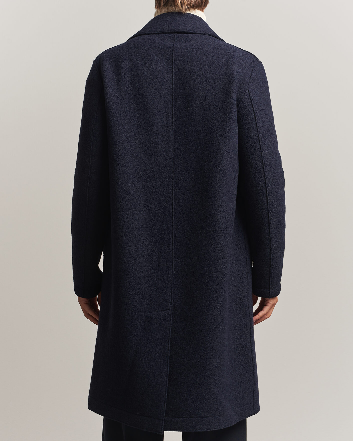 Hombres | Abrigos y chaquetas | Harris Wharf London | Pressed Wool Long Peacoat Navy Blue