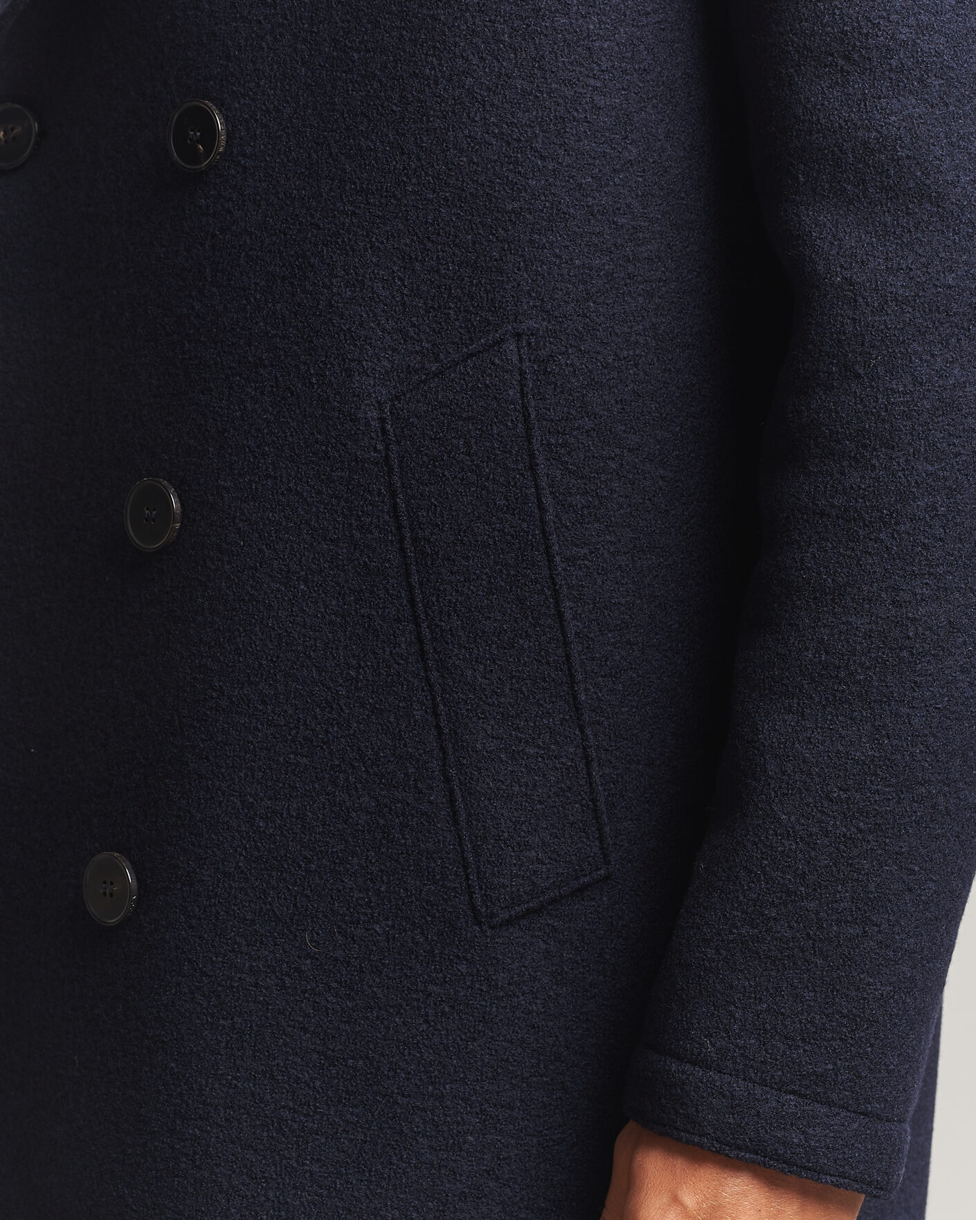 Hombres | Abrigos y chaquetas | Harris Wharf London | Pressed Wool Long Peacoat Navy Blue