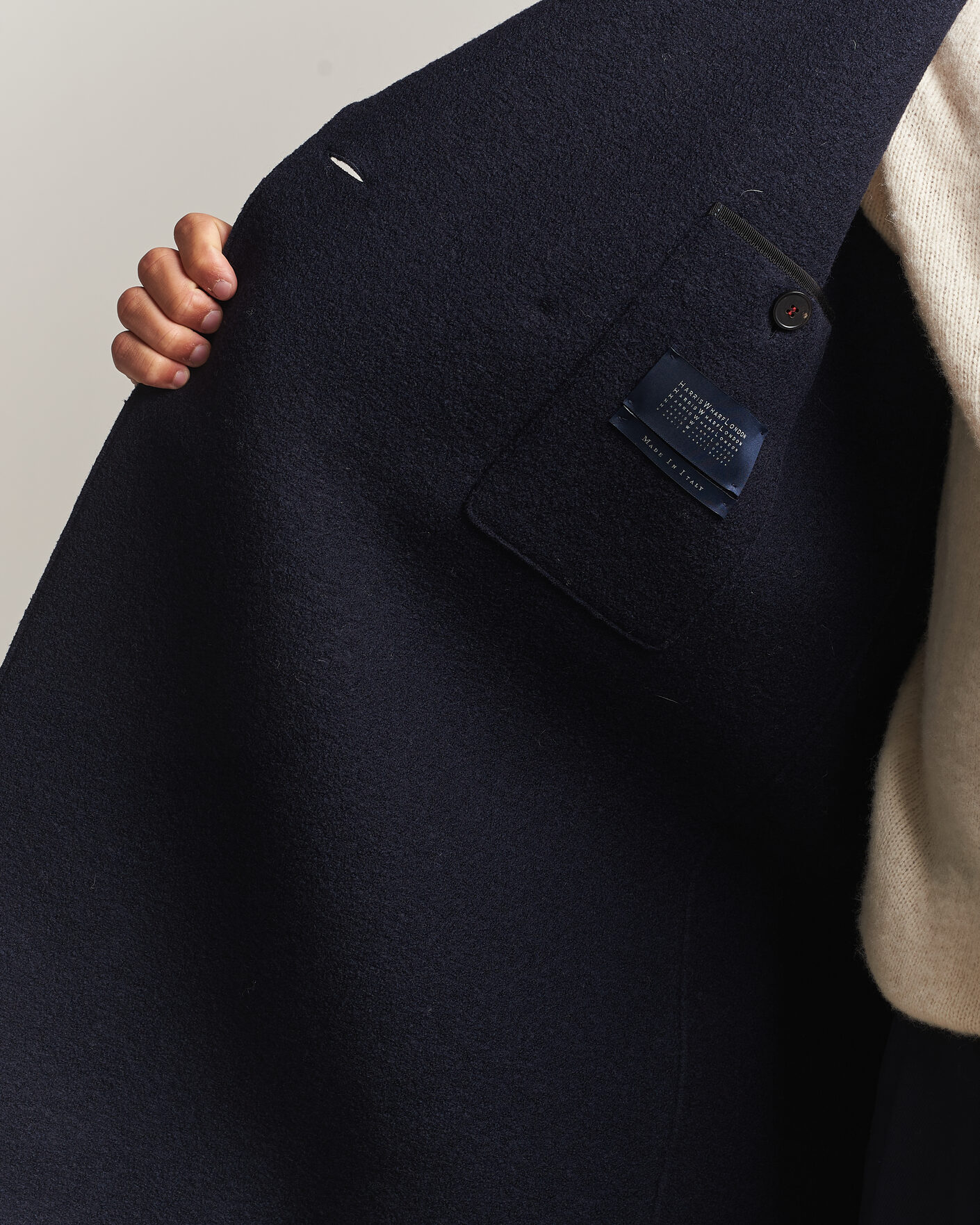 Hombres | Abrigos y chaquetas | Harris Wharf London | Pressed Wool Long Peacoat Navy Blue