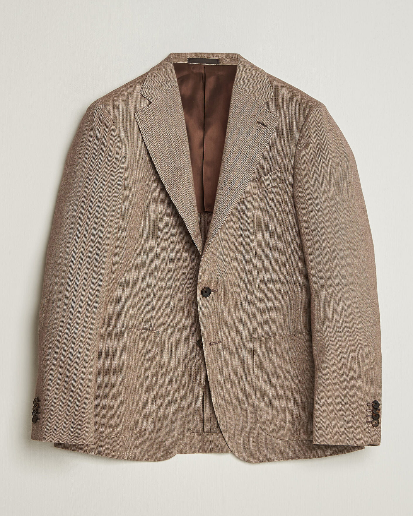 Hombres | Blazers | Caruso | Aida Herringbone Cotton Flannel Blazer Beige