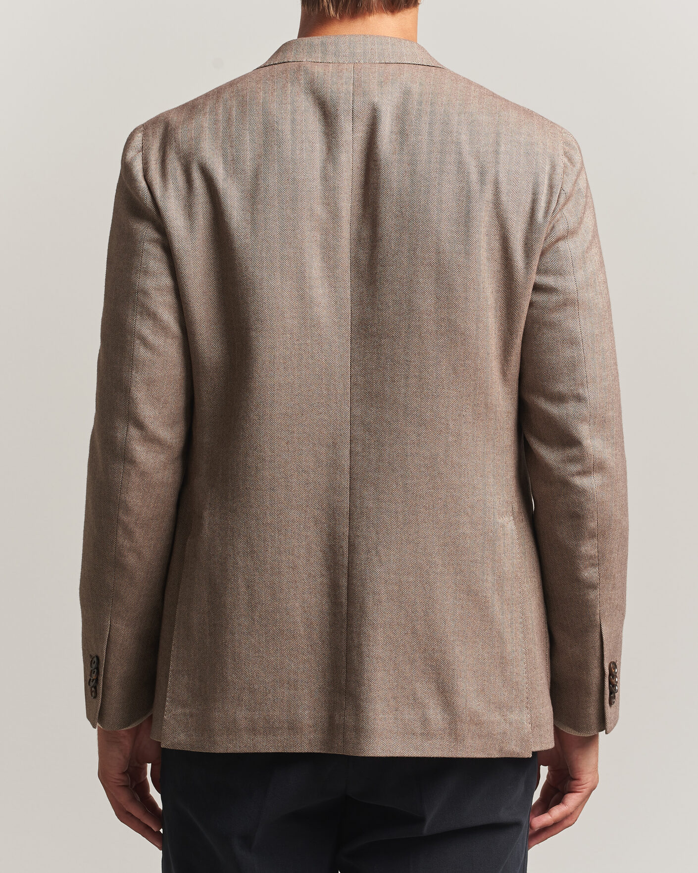 Hombres | Blazers | Caruso | Aida Herringbone Cotton Flannel Blazer Beige