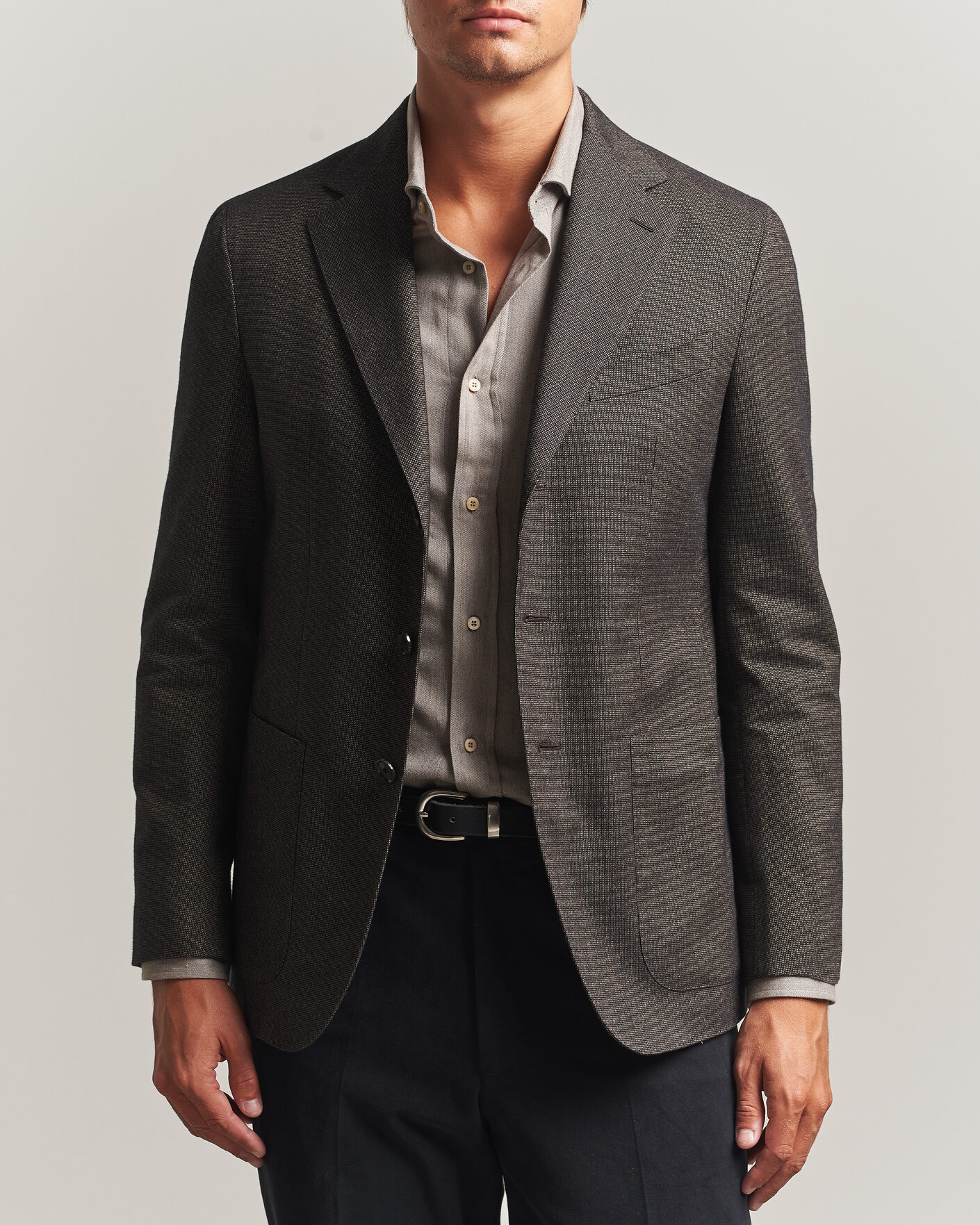 Hombres | Blazers | Caruso | Aida Brushed Cotton Blazer Dark Brown