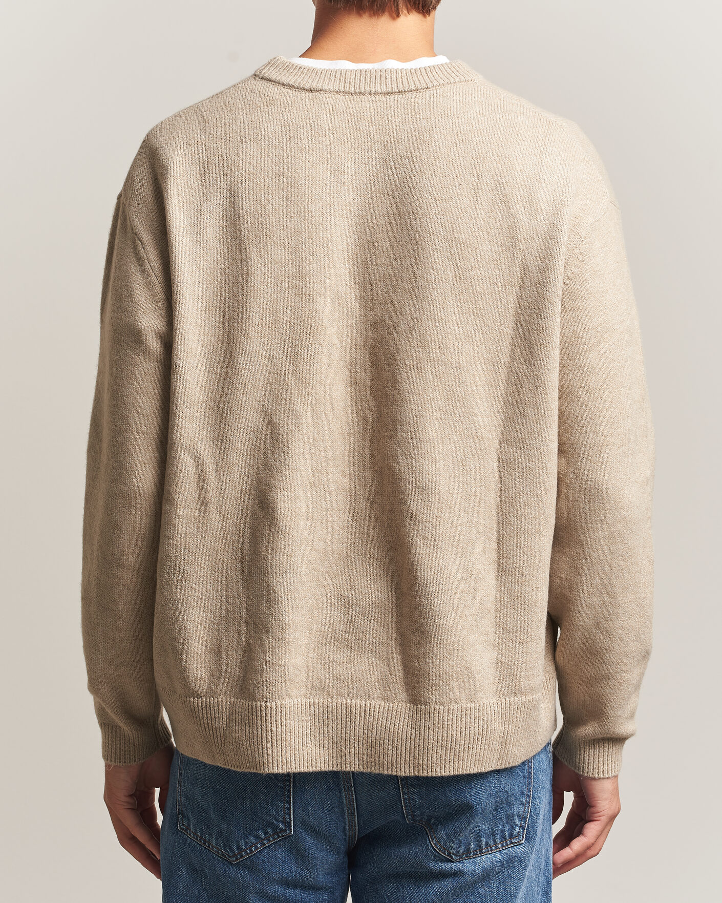 Hombres | Jerséis y prendas de punto | KnowledgeCotton Apparel | Knitted Crewneck Feather Grey