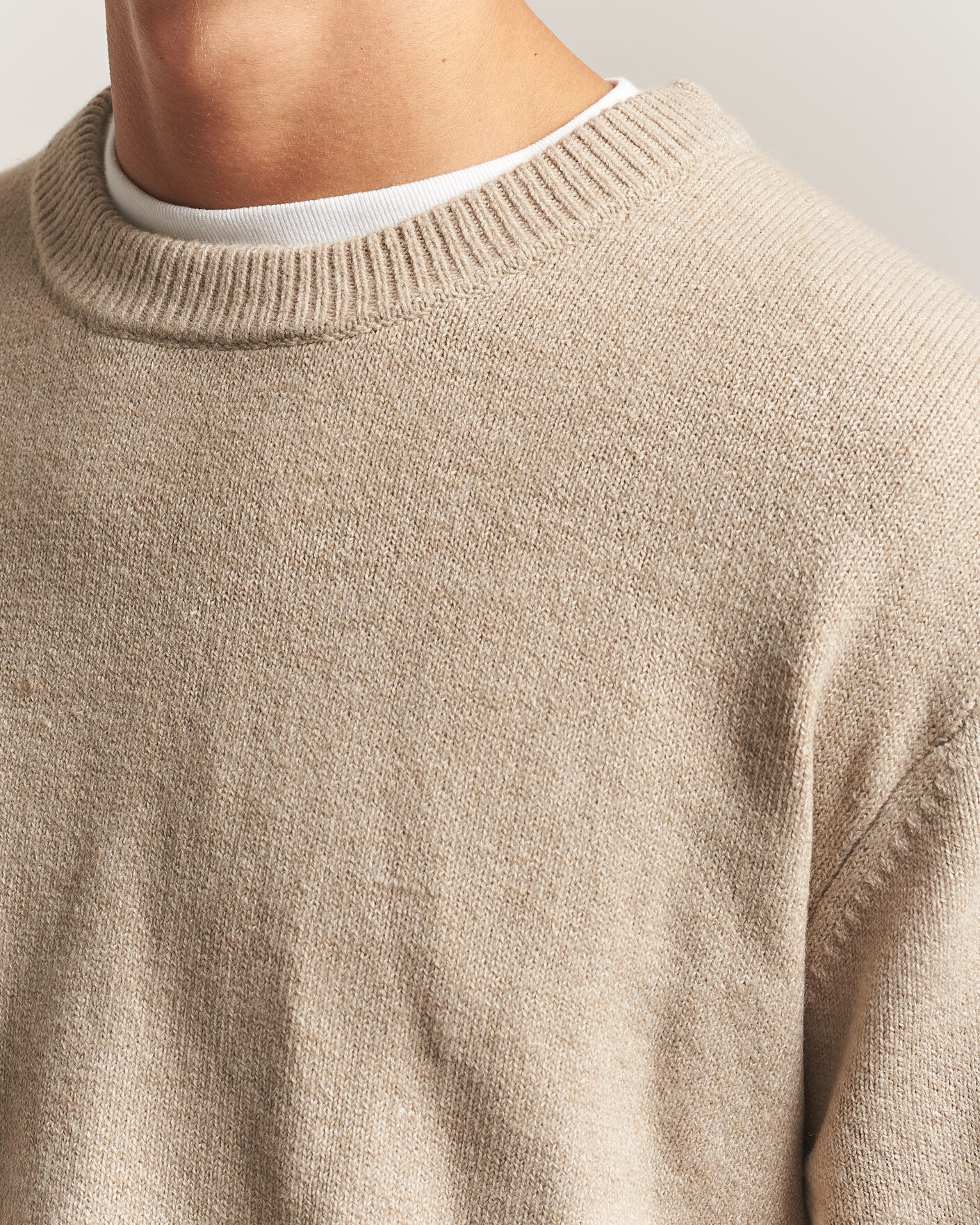 Hombres | Jerséis y prendas de punto | KnowledgeCotton Apparel | Knitted Crewneck Feather Grey
