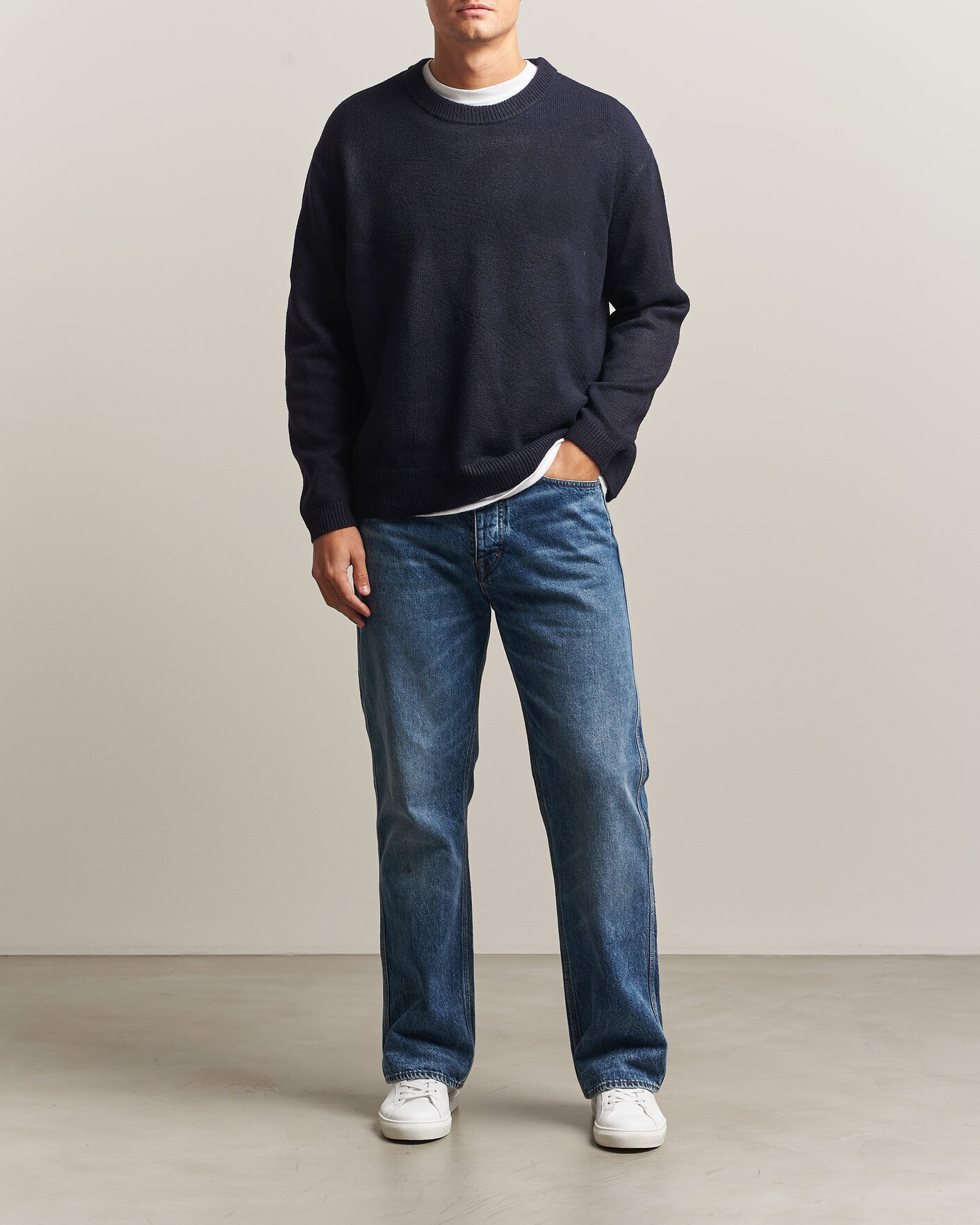 Hombres | Jerséis y prendas de punto | KnowledgeCotton Apparel | Knitted Crewneck Night Sky