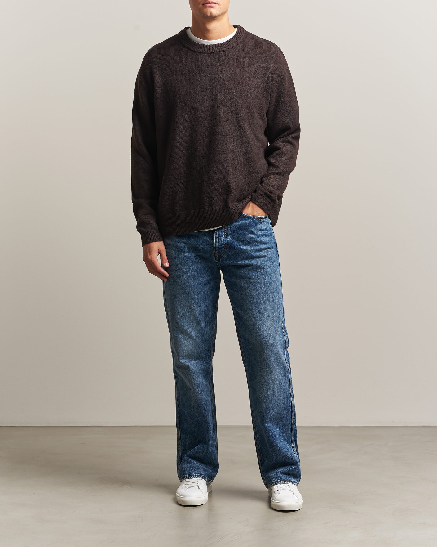 Hombres | Jerséis y prendas de punto | KnowledgeCotton Apparel | Knitted Crewneck Chocolate Tort