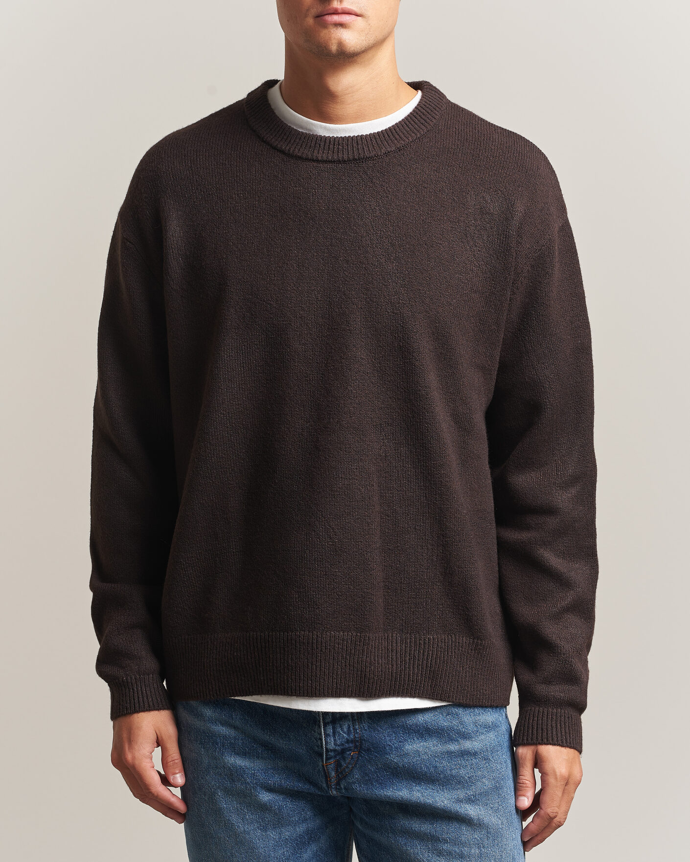Hombres | Jerséis y prendas de punto | KnowledgeCotton Apparel | Knitted Crewneck Chocolate Tort