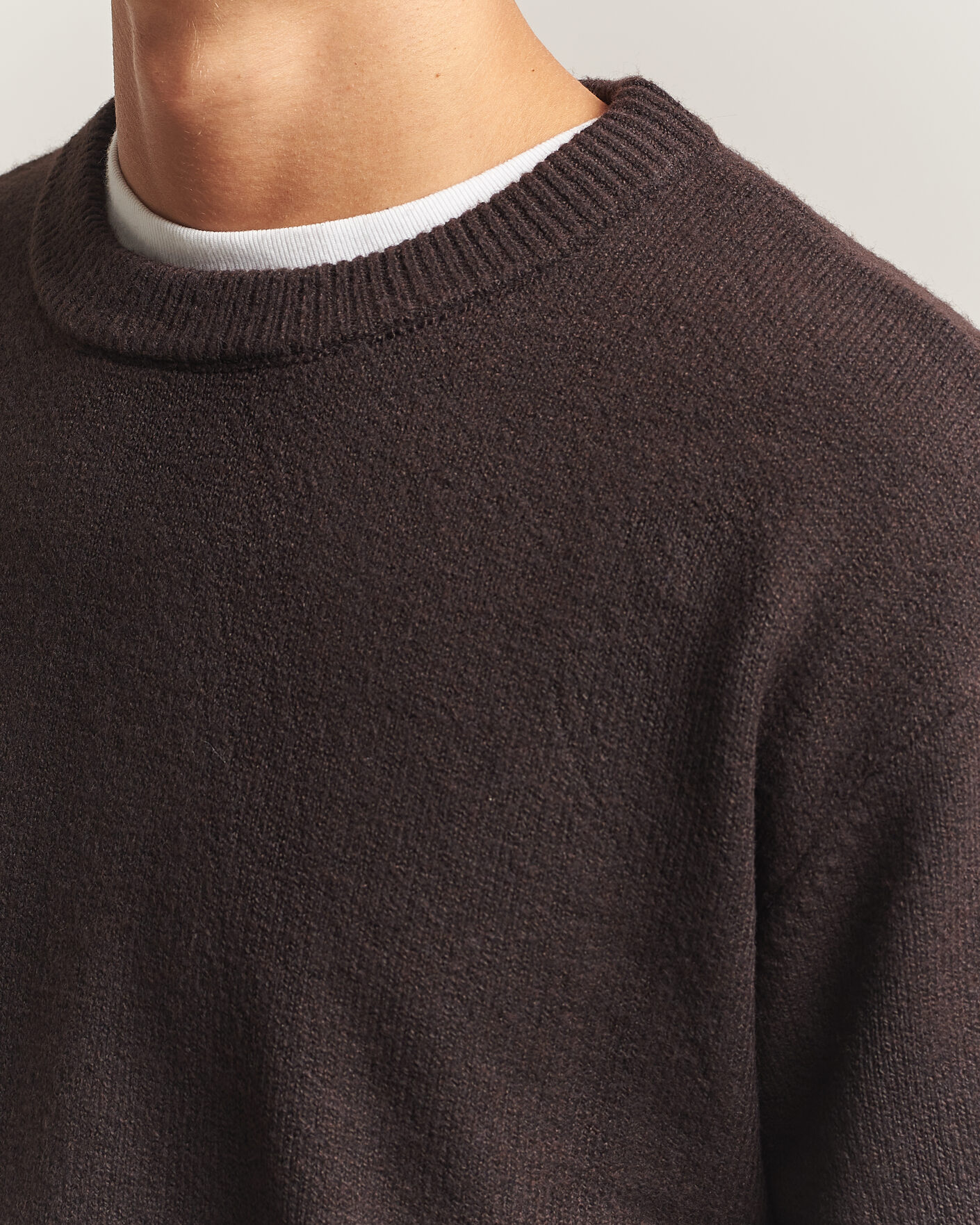 Hombres | Jerséis y prendas de punto | KnowledgeCotton Apparel | Knitted Crewneck Chocolate Tort