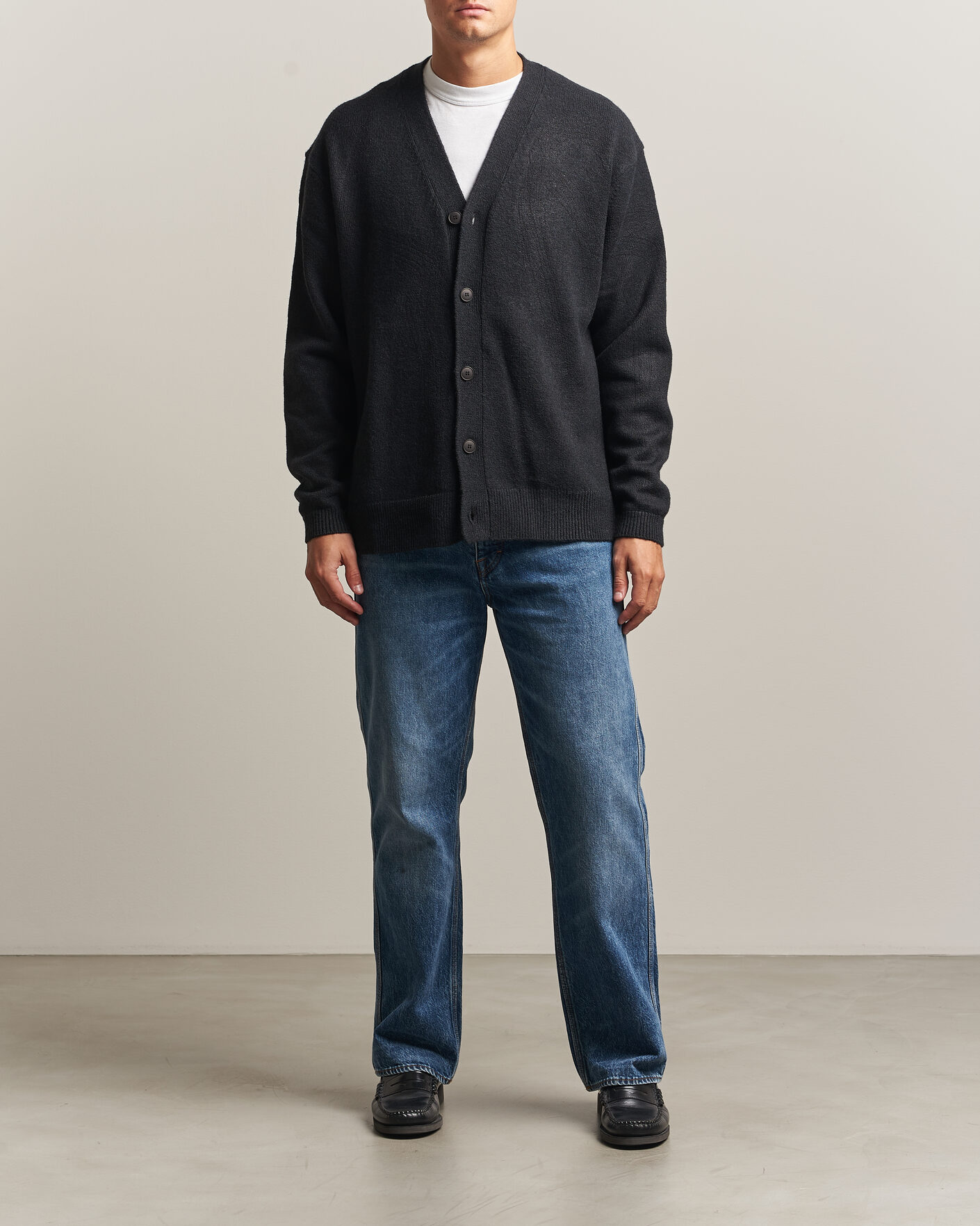 Hombres | Jerséis y prendas de punto | KnowledgeCotton Apparel | Knitted Cardigan Black