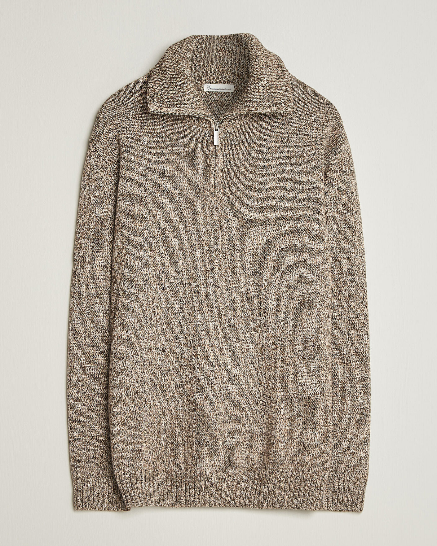 Hombres | Jerséis y prendas de punto | KnowledgeCotton Apparel | Heavy Knitted Half Zip Brown