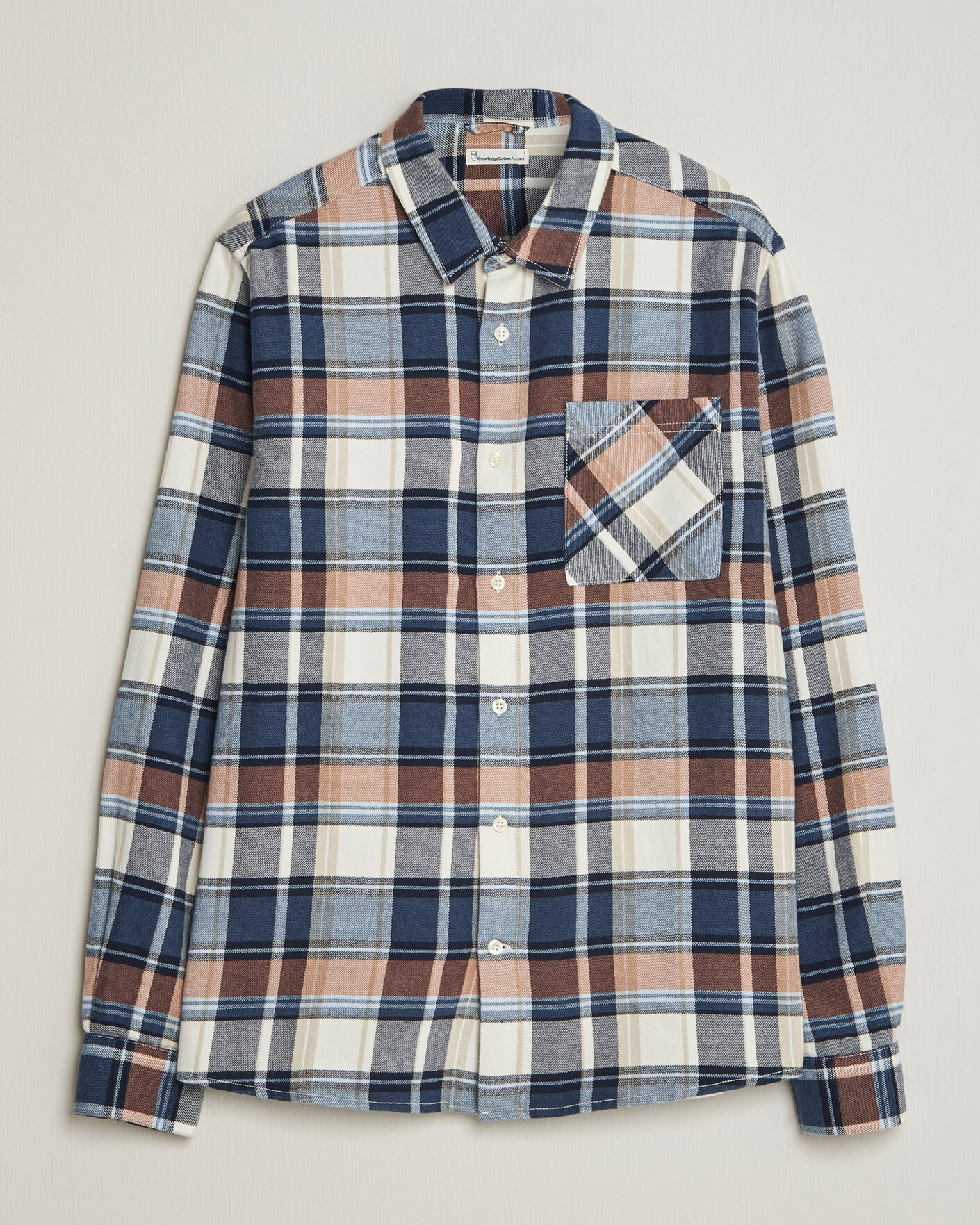 Hombres | Camisas | KnowledgeCotton Apparel | Regular Fit Check Melange Flannel Shirt Navy
