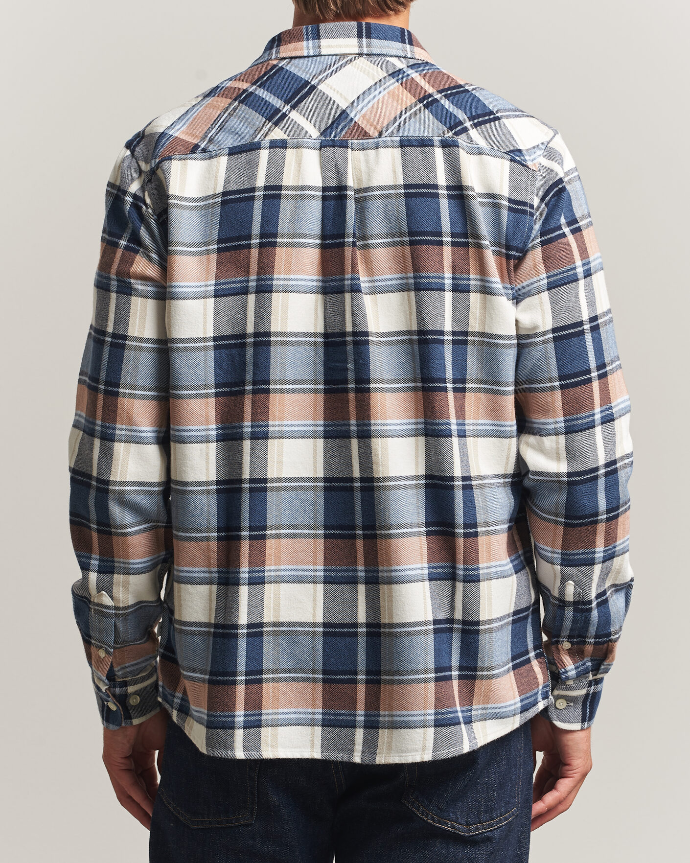 Hombres | Camisas | KnowledgeCotton Apparel | Regular Fit Check Melange Flannel Shirt Navy