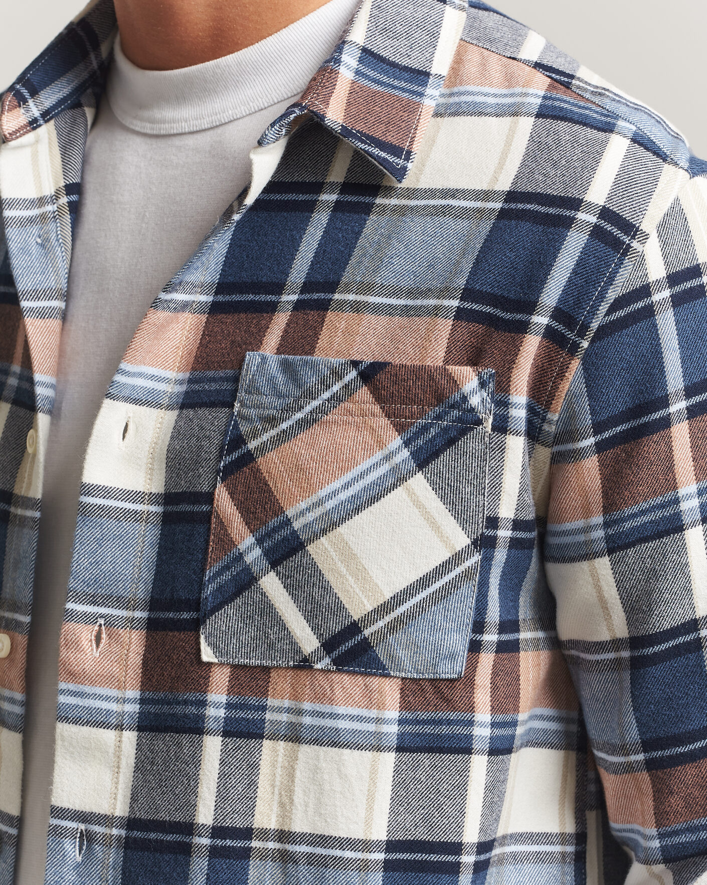 Hombres | Camisas | KnowledgeCotton Apparel | Regular Fit Check Melange Flannel Shirt Navy
