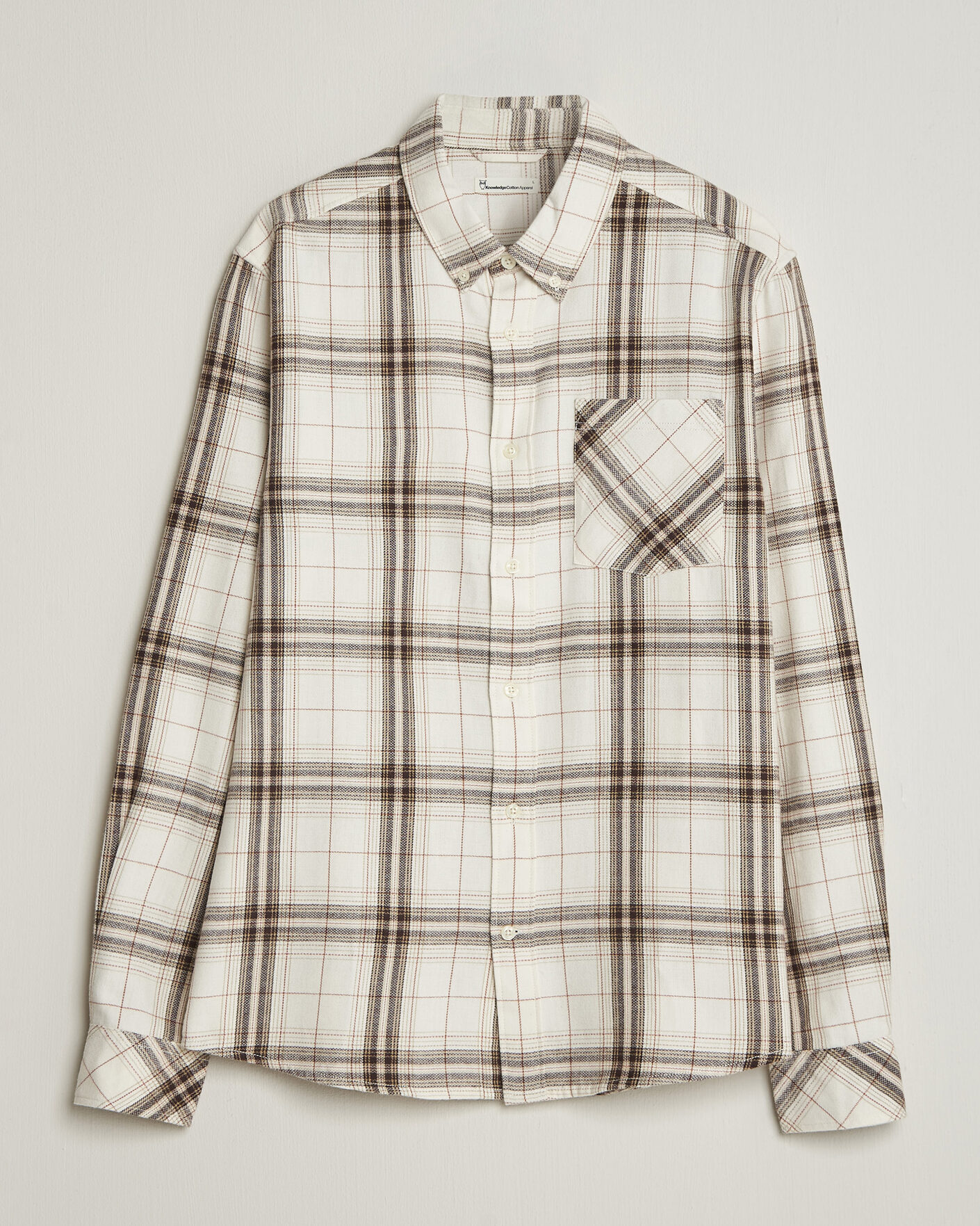 Hombres | Camisas | KnowledgeCotton Apparel | Regular Fit Check Melange Flannel Shirt Cream