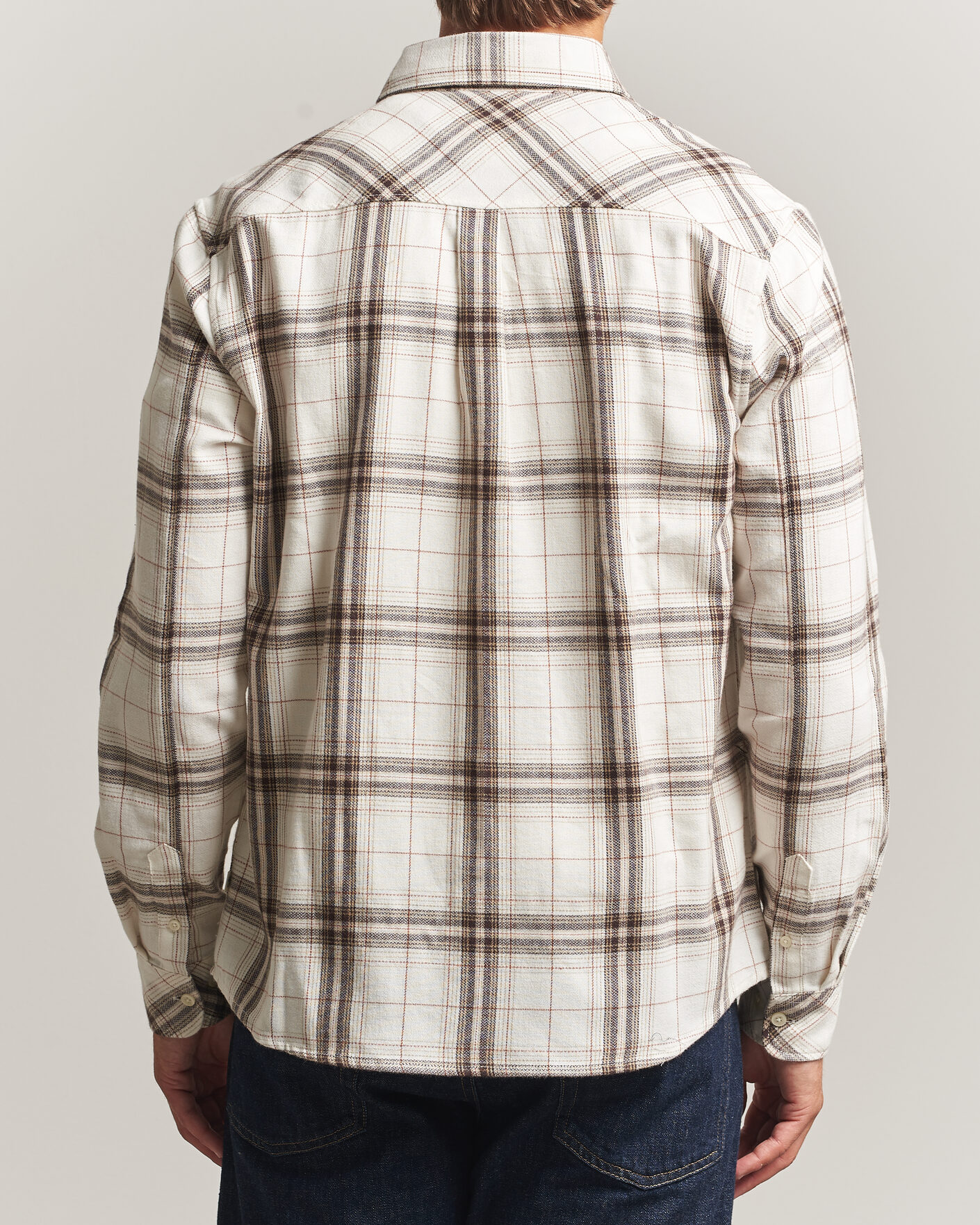 Hombres | Camisas | KnowledgeCotton Apparel | Regular Fit Check Melange Flannel Shirt Cream