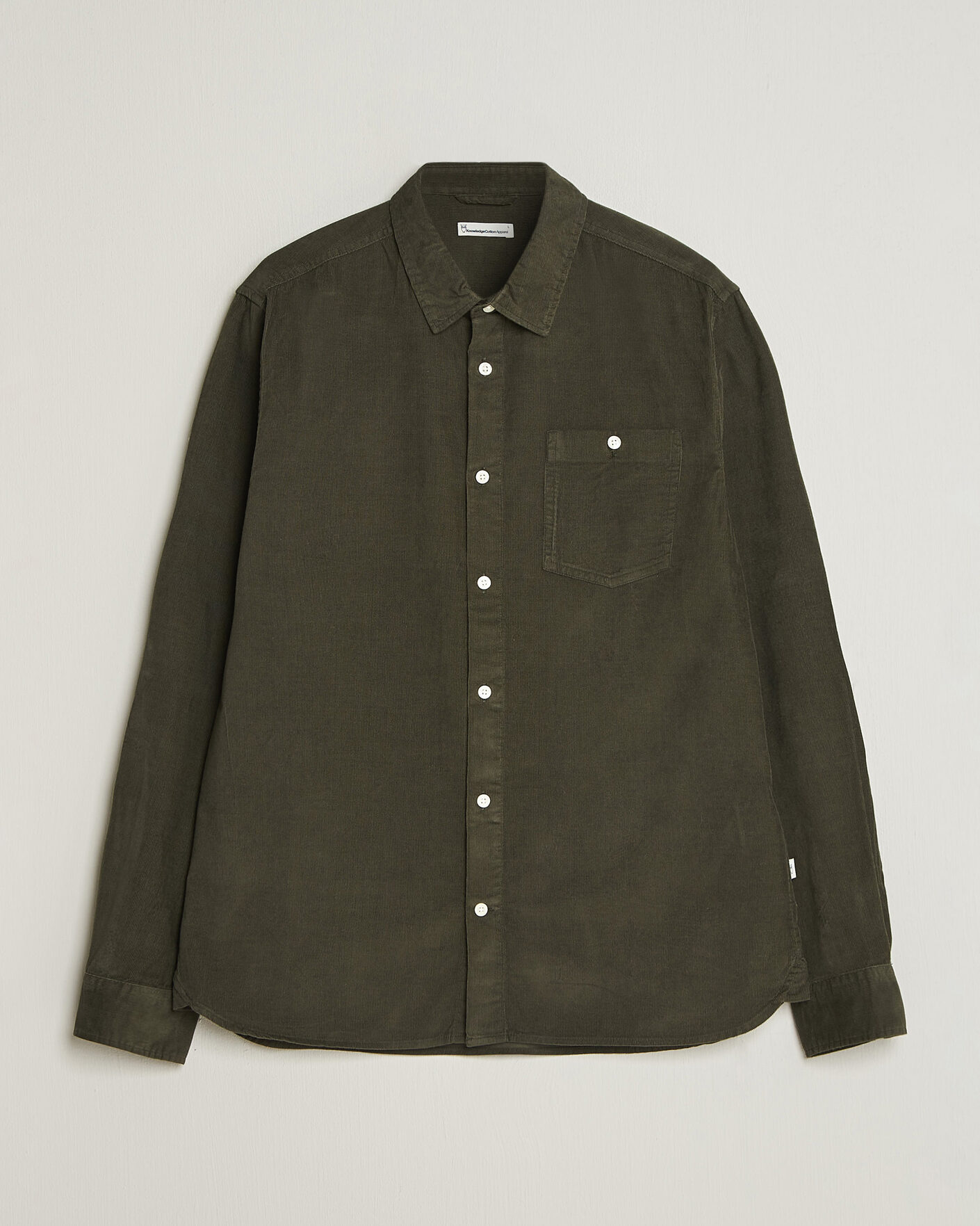 Hombres | Camisas | KnowledgeCotton Apparel | Regular Fit Cord Shirt Forest Night